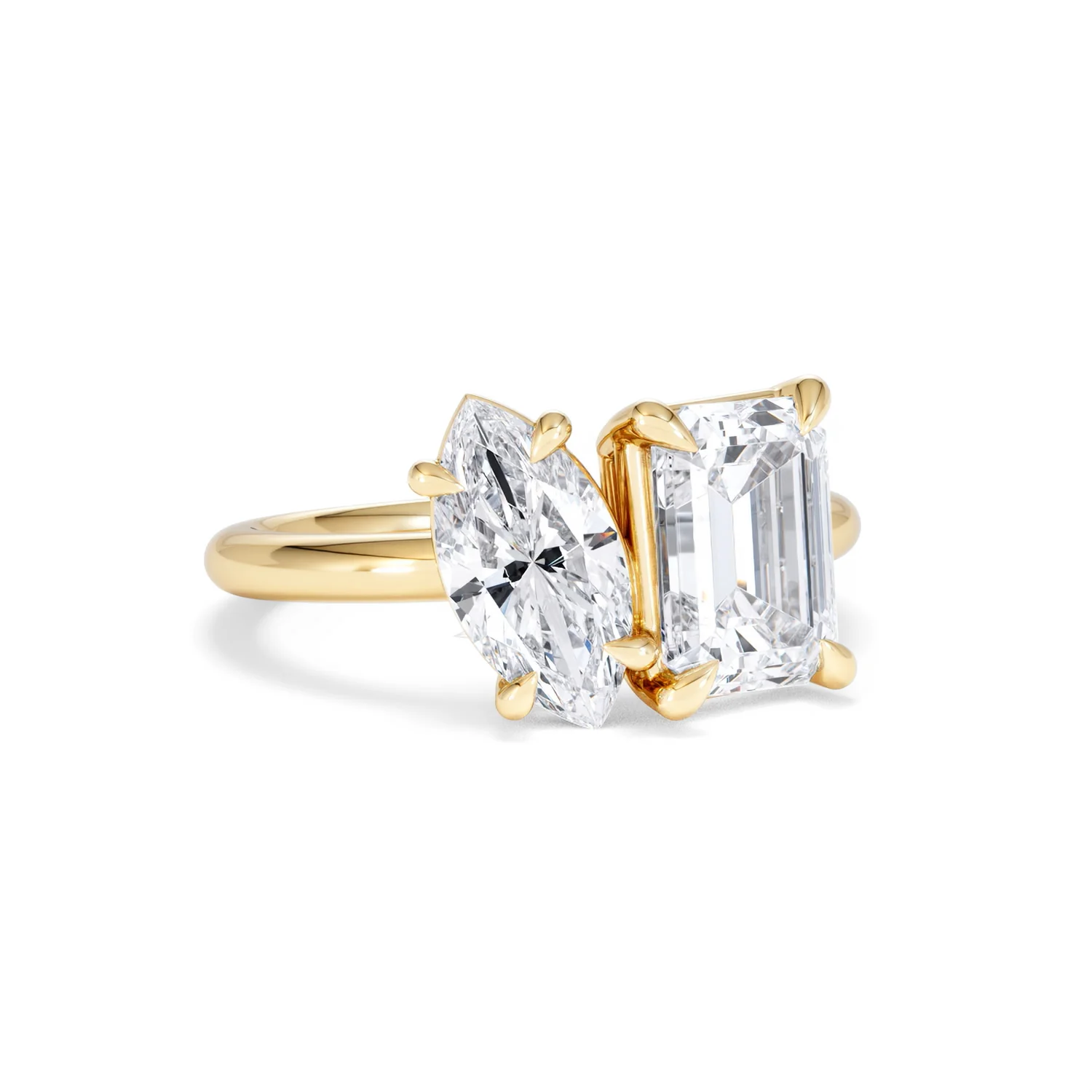 Toi Et Moi 3.00ct Marquise and Emerald Cut Lab Diamond Engagement Ring in 18K Yellow Gold - Image 13
