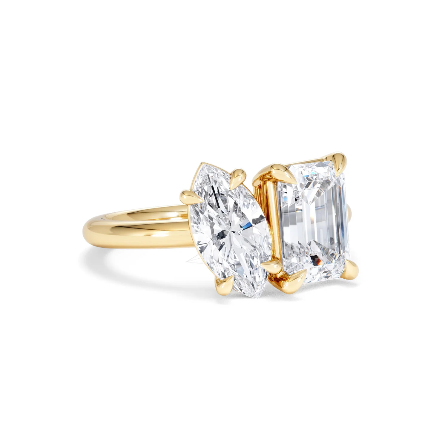 Toi Et Moi 3.00ct Marquise and Emerald Cut Lab Diamond Engagement Ring in 18K Yellow Gold - Image 14
