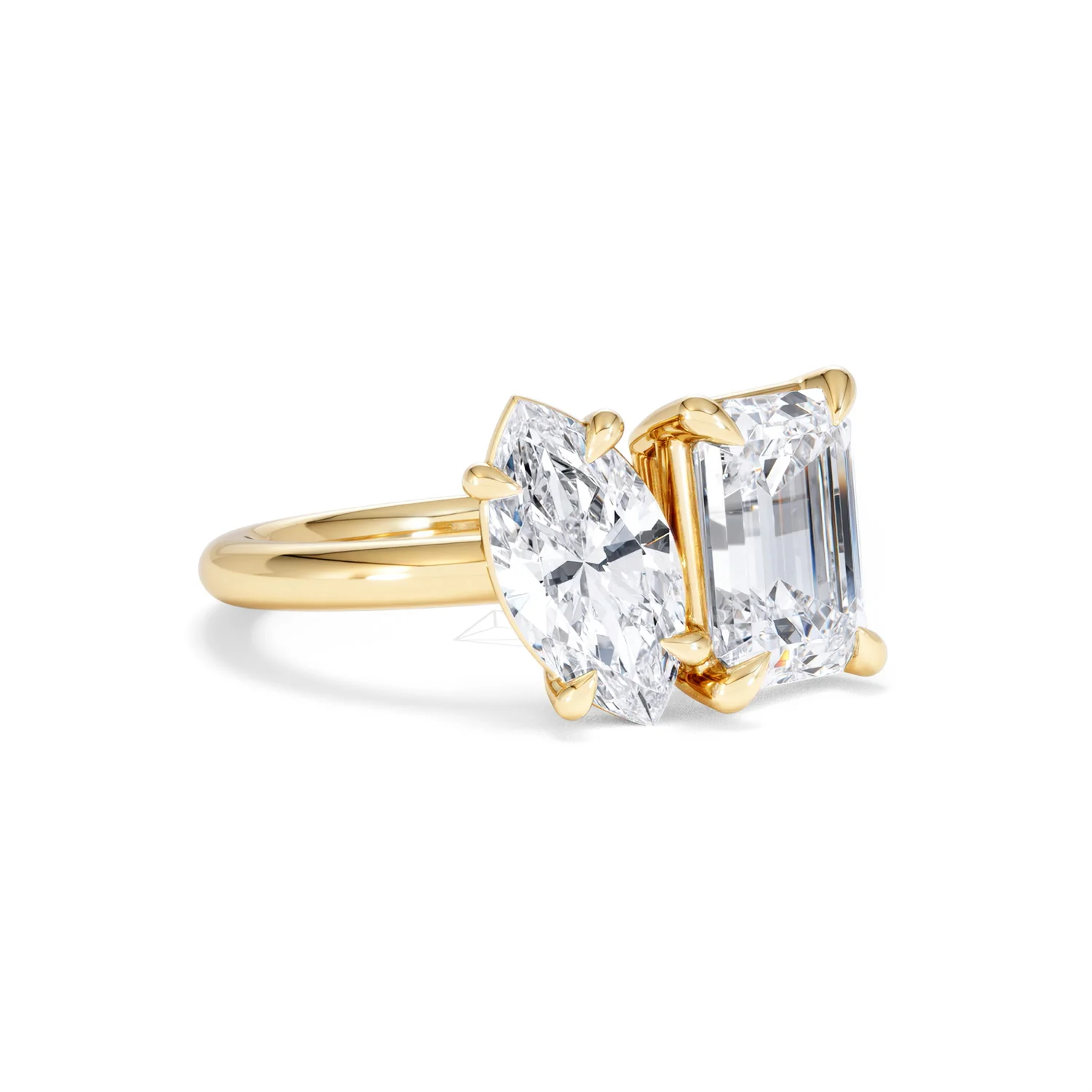 Toi Et Moi 3.00ct Marquise and Emerald Cut Lab Diamond Engagement Ring in 18K Yellow Gold - Image 15