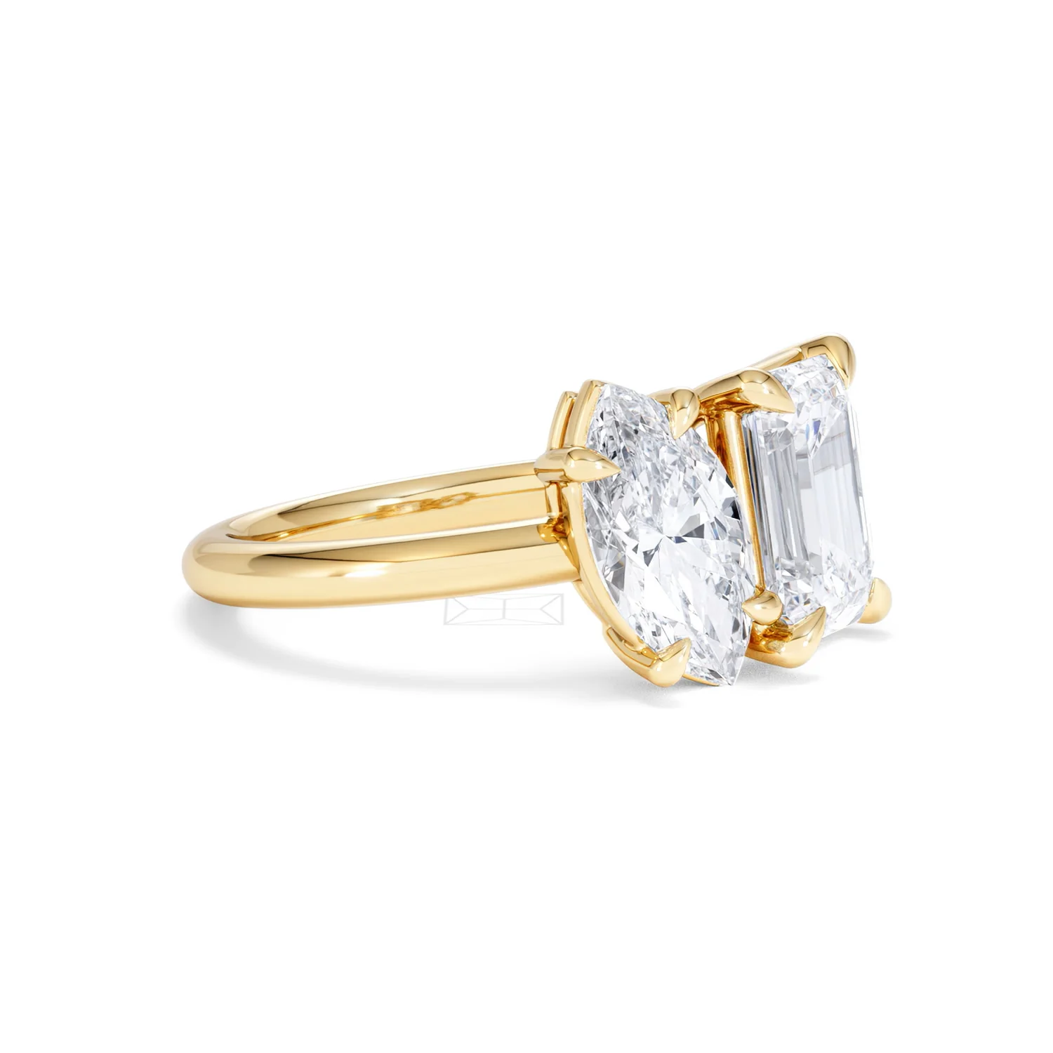 Toi Et Moi 3.00ct Marquise and Emerald Cut Lab Diamond Engagement Ring in 18K Yellow Gold - Image 19