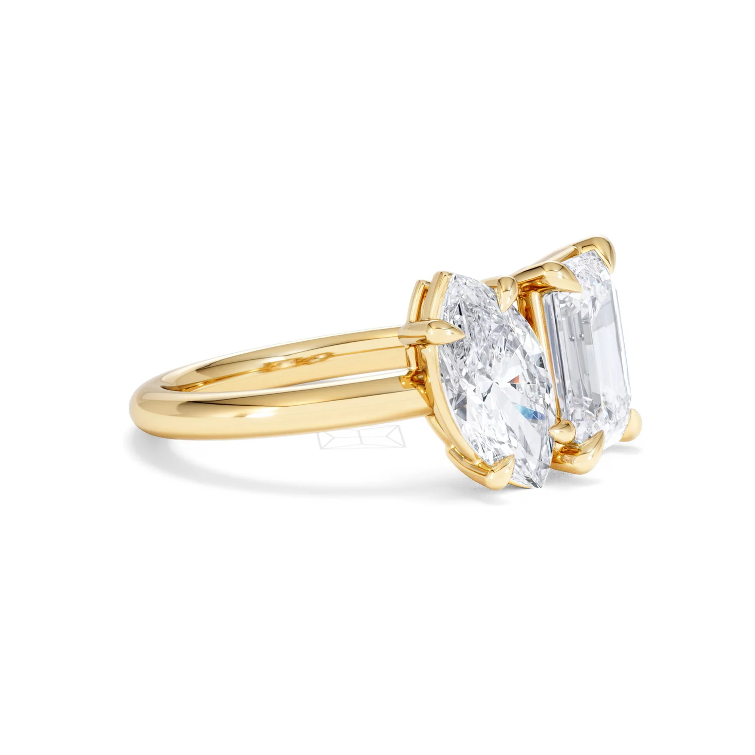 Toi Et Moi 3.00ct Marquise and Emerald Cut Lab Diamond Engagement Ring in 18K Yellow Gold - Image 20
