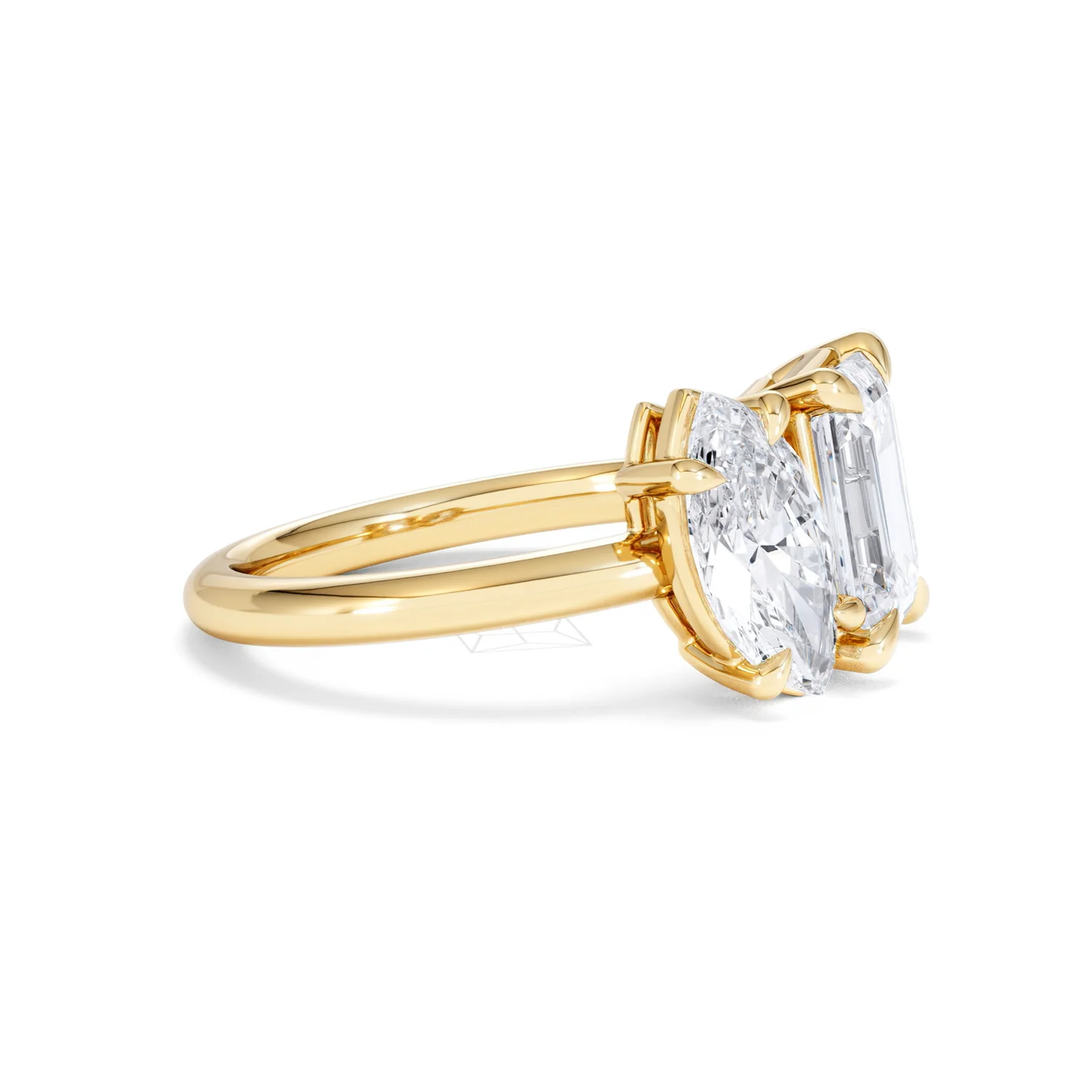 Toi Et Moi 3.00ct Marquise and Emerald Cut Lab Diamond Engagement Ring in 18K Yellow Gold - Image 22