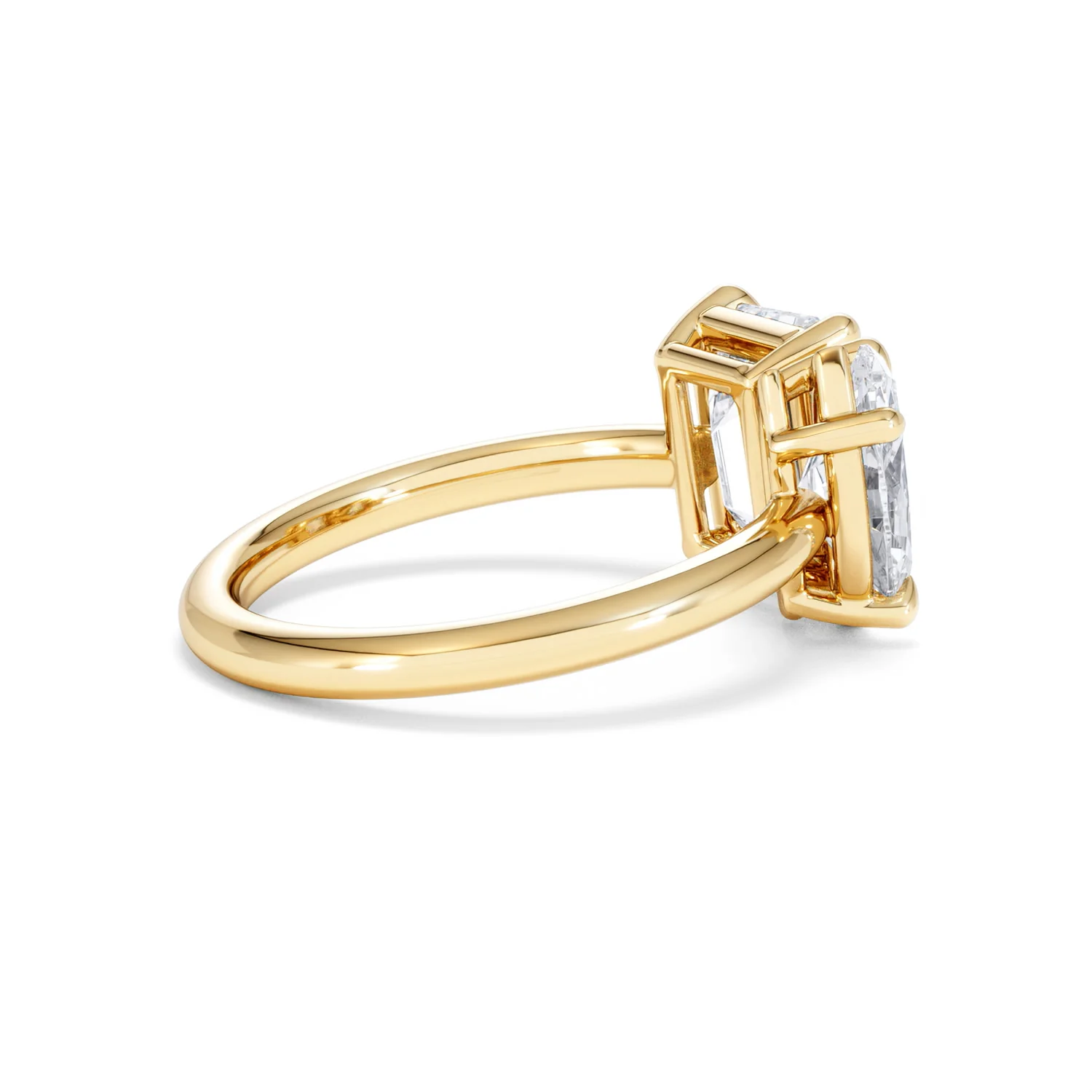 Toi Et Moi 3.00ct Marquise and Emerald Cut Lab Diamond Engagement Ring in 18K Yellow Gold - Image 33