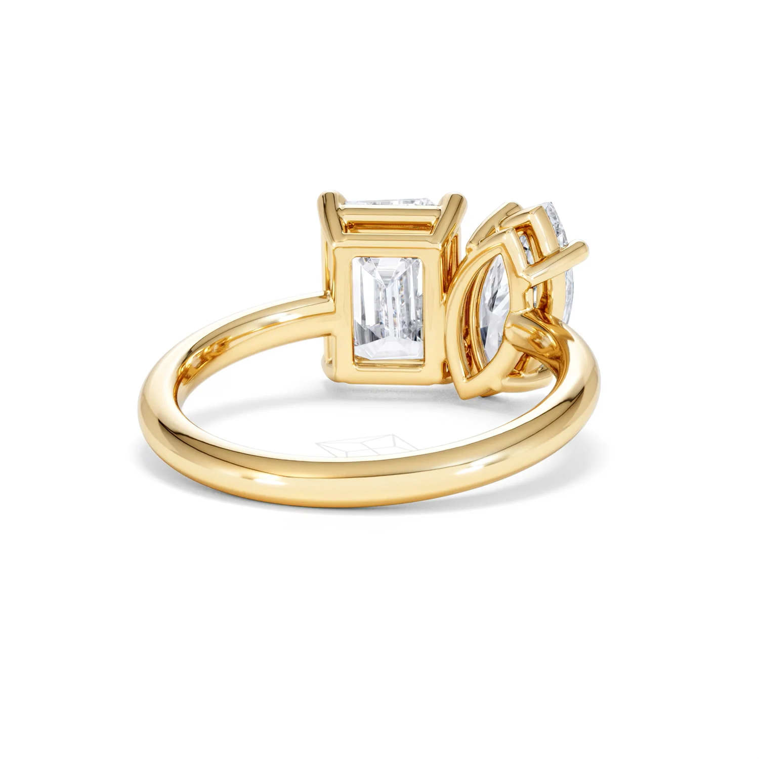 Toi Et Moi 3.00ct Marquise and Emerald Cut Lab Diamond Engagement Ring in 18K Yellow Gold - Image 44