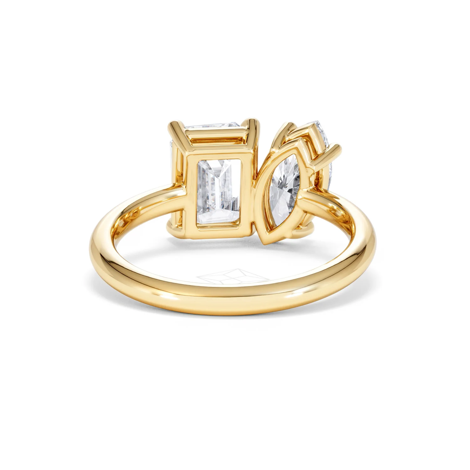 Toi Et Moi 3.00ct Marquise and Emerald Cut Lab Diamond Engagement Ring in 18K Yellow Gold - Image 47