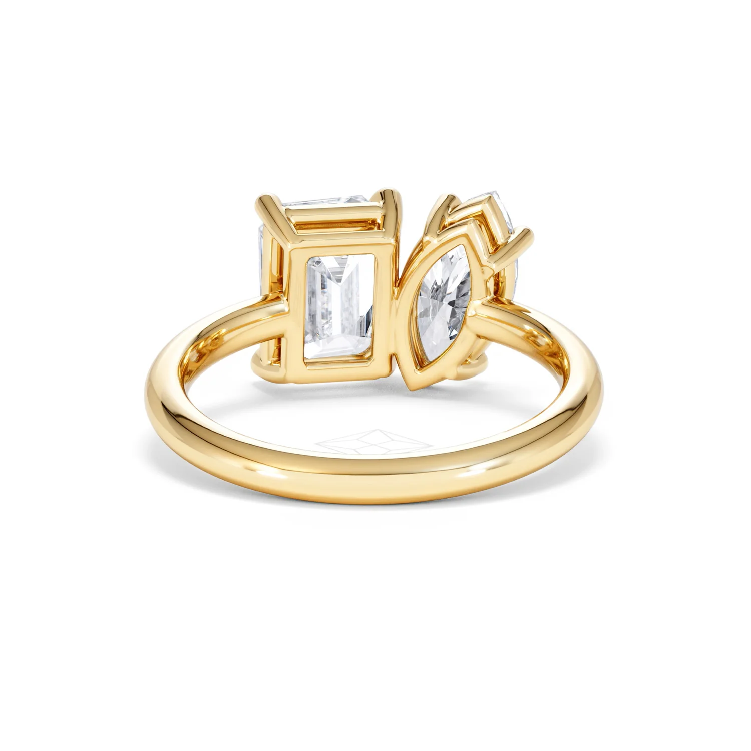 Toi Et Moi 3.00ct Marquise and Emerald Cut Lab Diamond Engagement Ring in 18K Yellow Gold - Image 48