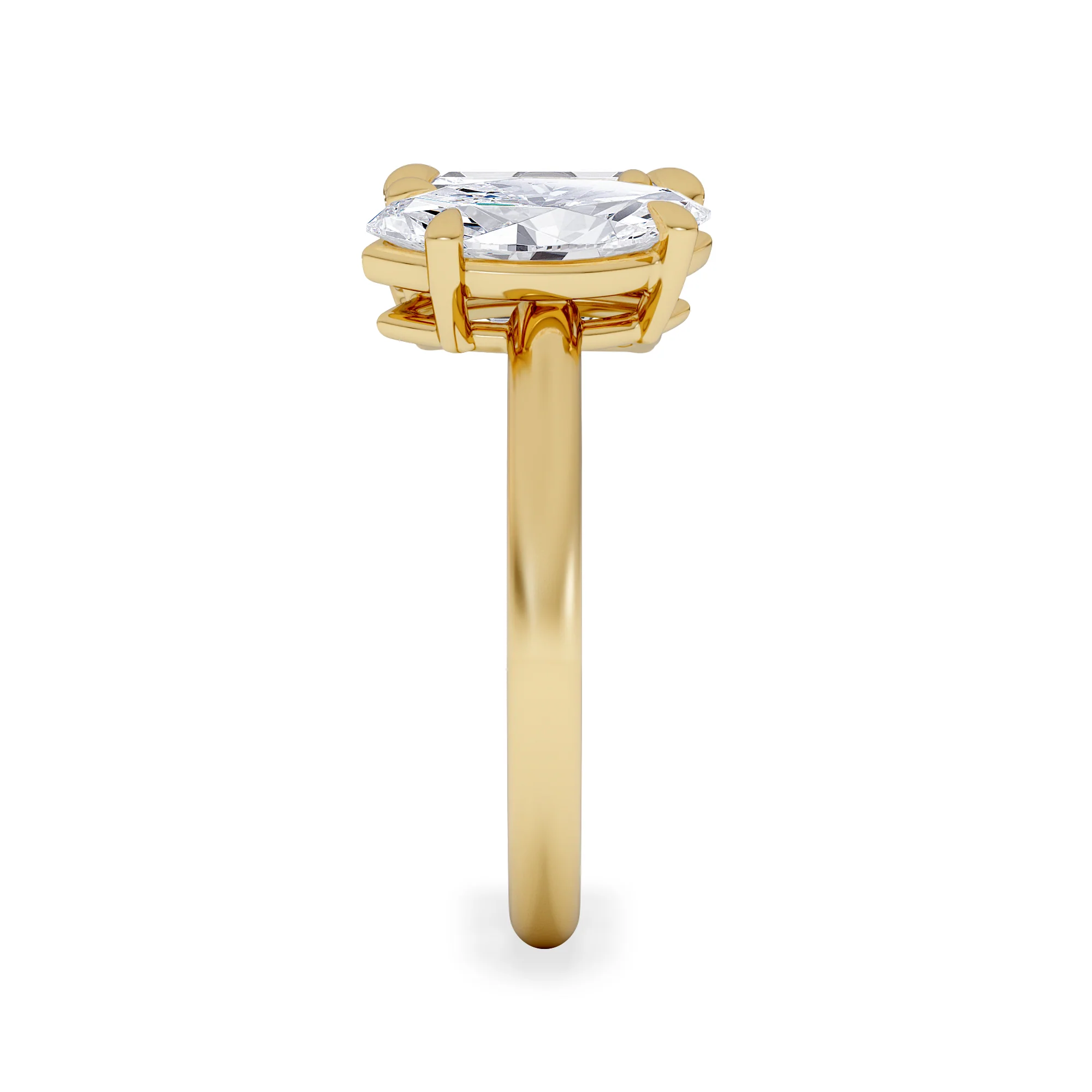 Toi Et Moi 3.00ct Marquise and Emerald Cut Lab Diamond Engagement Ring in 18K Yellow Gold - Image 5