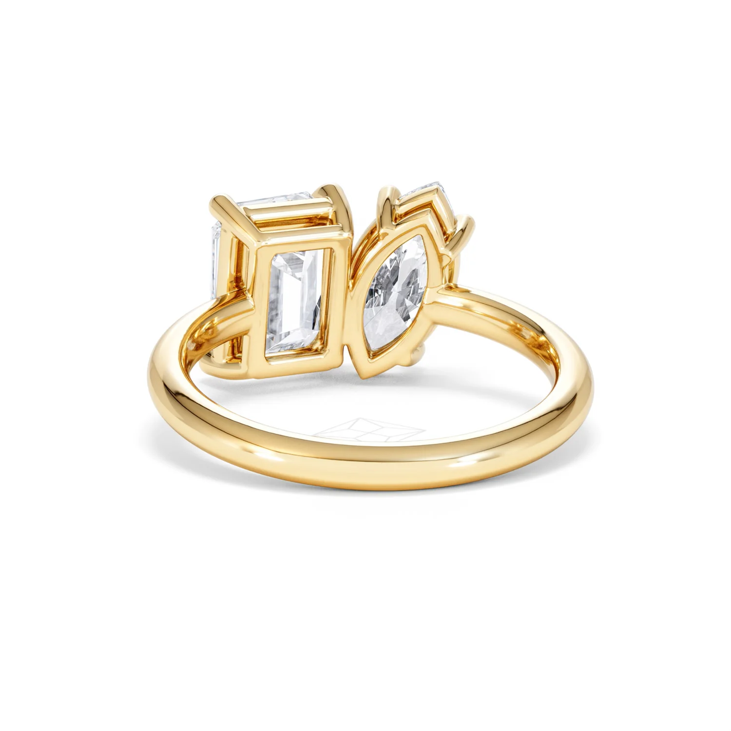 Toi Et Moi 3.00ct Marquise and Emerald Cut Lab Diamond Engagement Ring in 18K Yellow Gold - Image 51