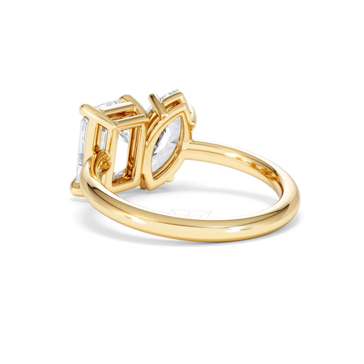 Toi Et Moi 3.00ct Marquise and Emerald Cut Lab Diamond Engagement Ring in 18K Yellow Gold - Image 56