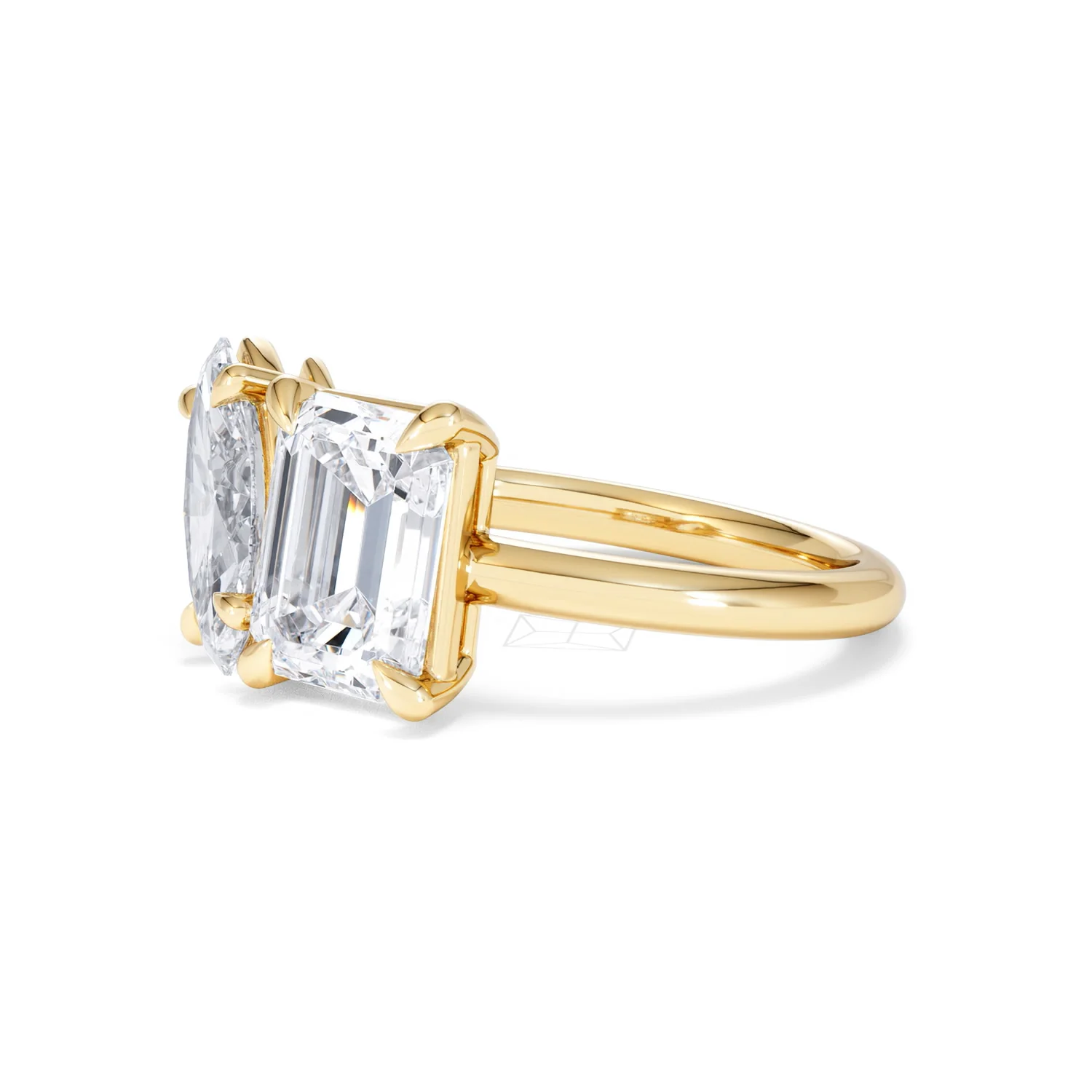 Toi Et Moi 3.00ct Marquise and Emerald Cut Lab Diamond Engagement Ring in 18K Yellow Gold - Image 77
