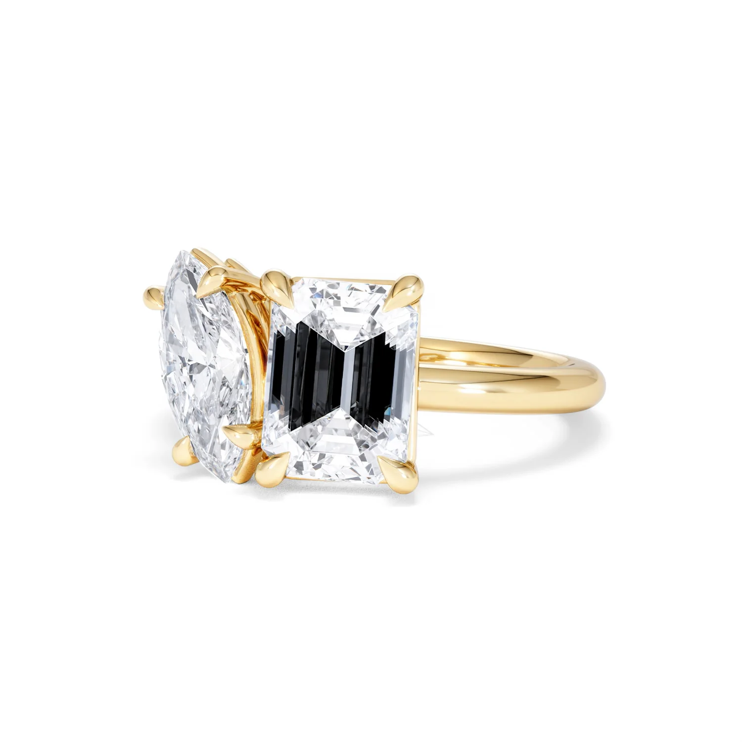 Toi Et Moi 3.00ct Marquise and Emerald Cut Lab Diamond Engagement Ring in 18K Yellow Gold - Image 83