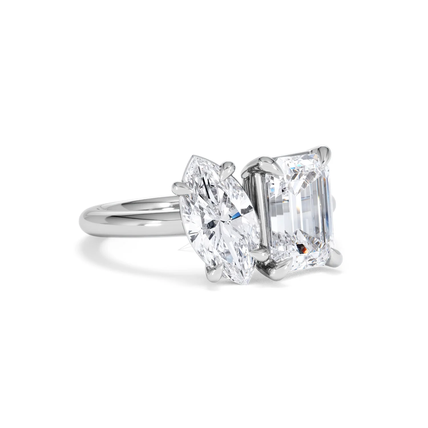Toi Et Moi 3.00ct Marquise and Emerald Cut Lab Diamond Engagement Ring in Platinum - Image 12