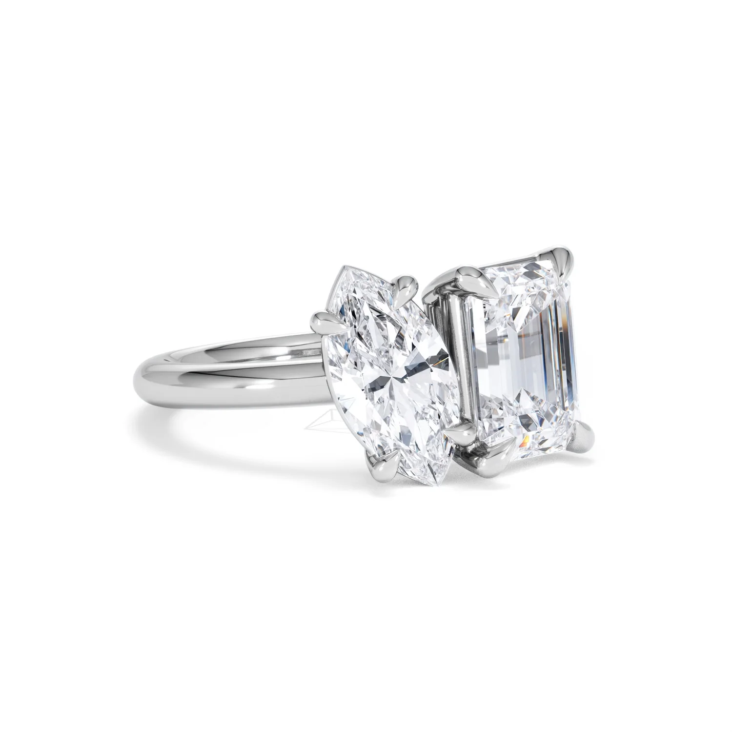 Toi Et Moi 3.00ct Marquise and Emerald Cut Lab Diamond Engagement Ring in Platinum - Image 13
