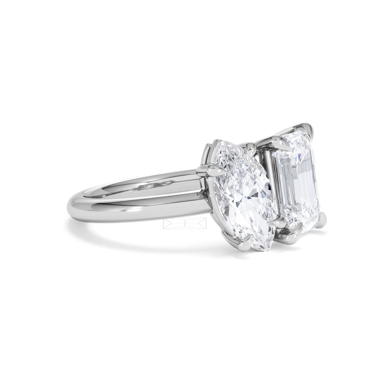 Toi Et Moi 3.00ct Marquise and Emerald Cut Lab Diamond Engagement Ring in Platinum - Image 17