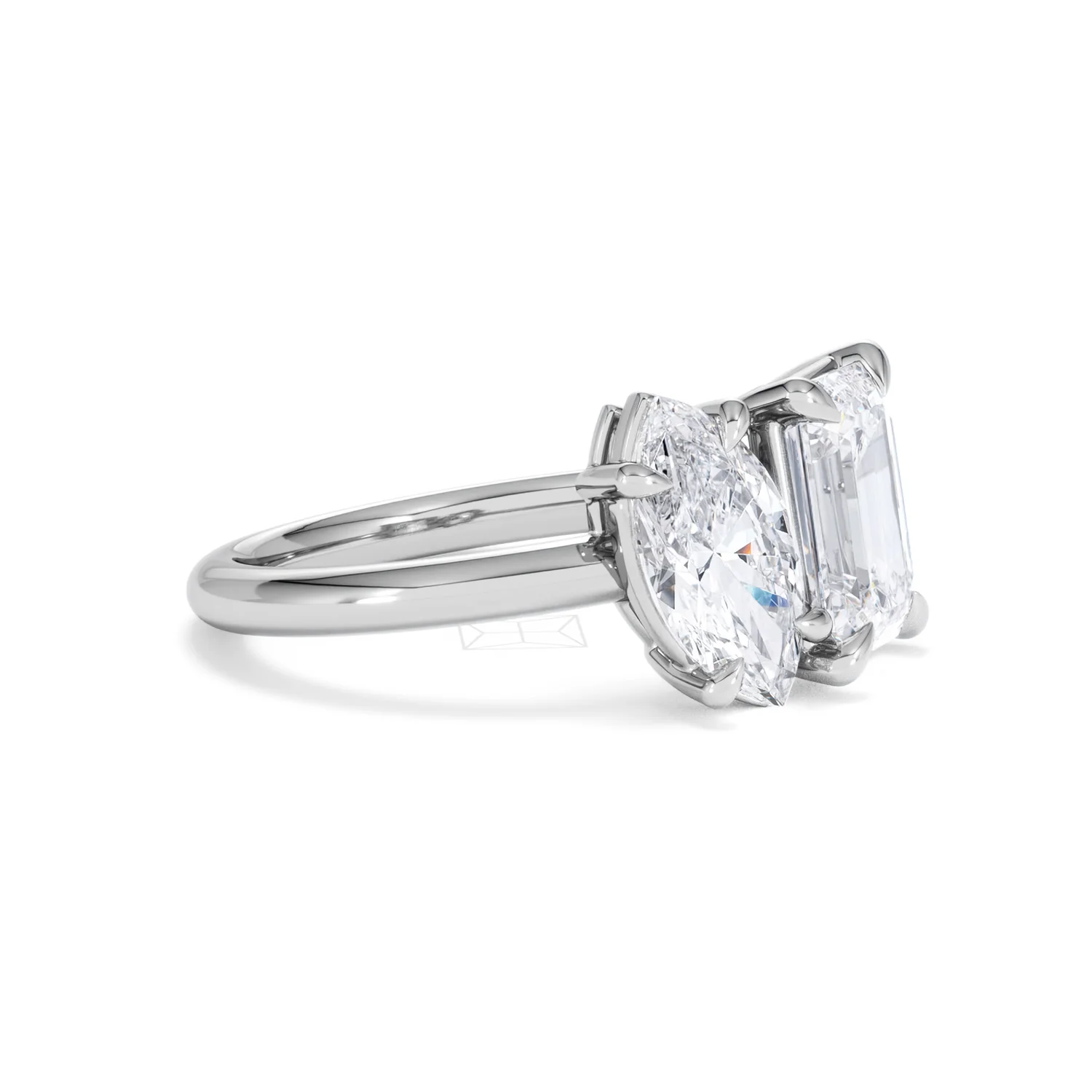 Toi Et Moi 3.00ct Marquise and Emerald Cut Lab Diamond Engagement Ring in Platinum - Image 18