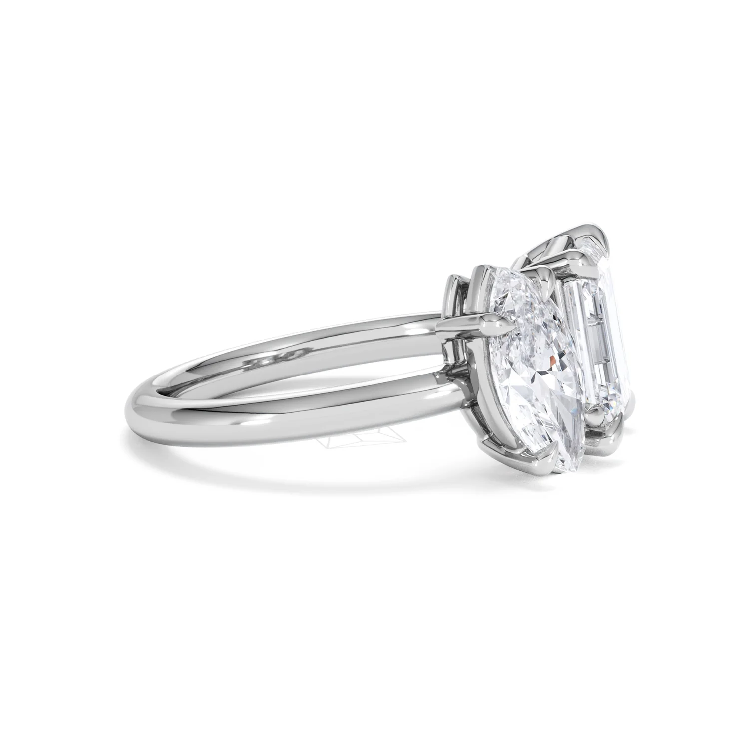 Toi Et Moi 3.00ct Marquise and Emerald Cut Lab Diamond Engagement Ring in Platinum - Image 21