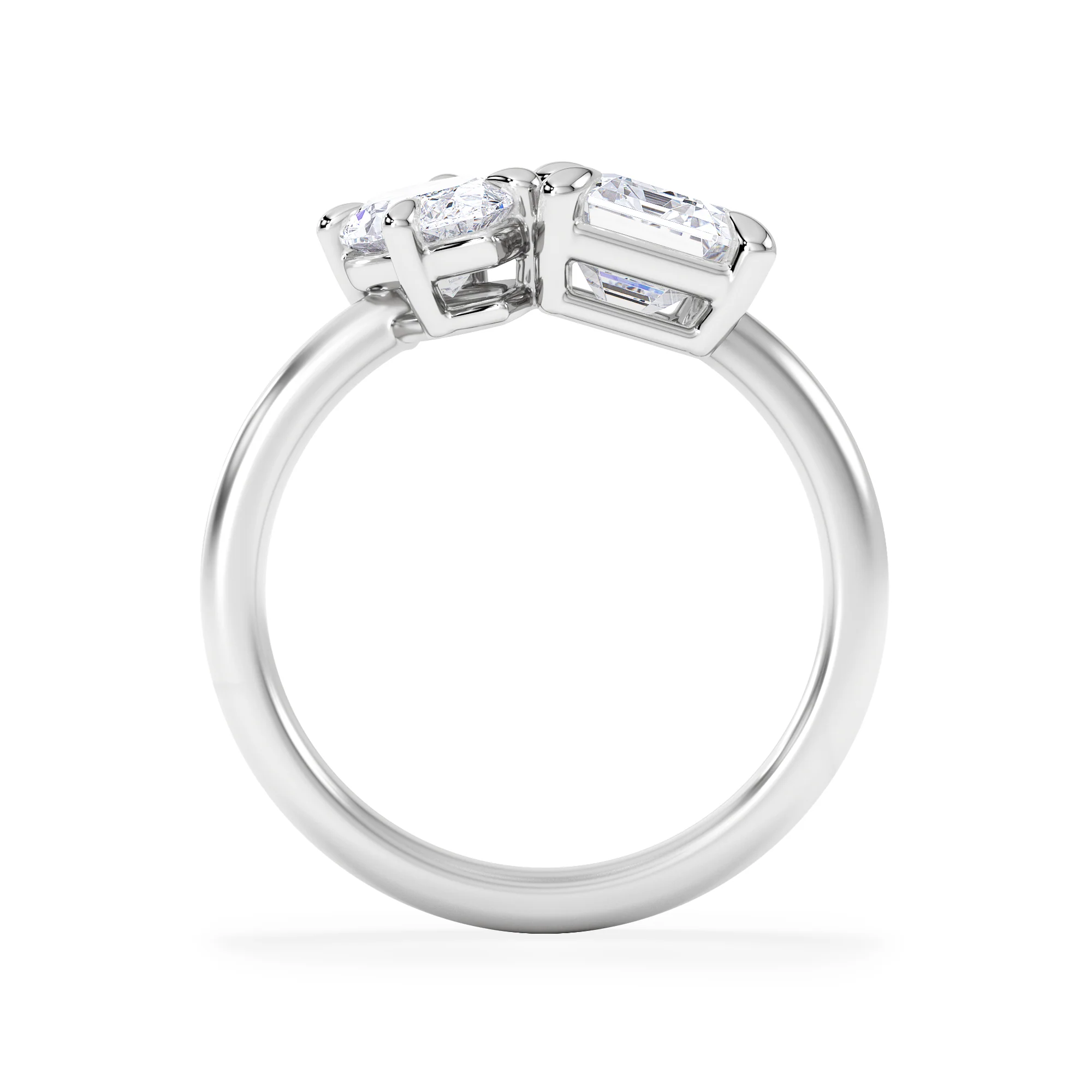Toi Et Moi 3.00ct Marquise and Emerald Cut Lab Diamond Engagement Ring in Platinum - Image 3