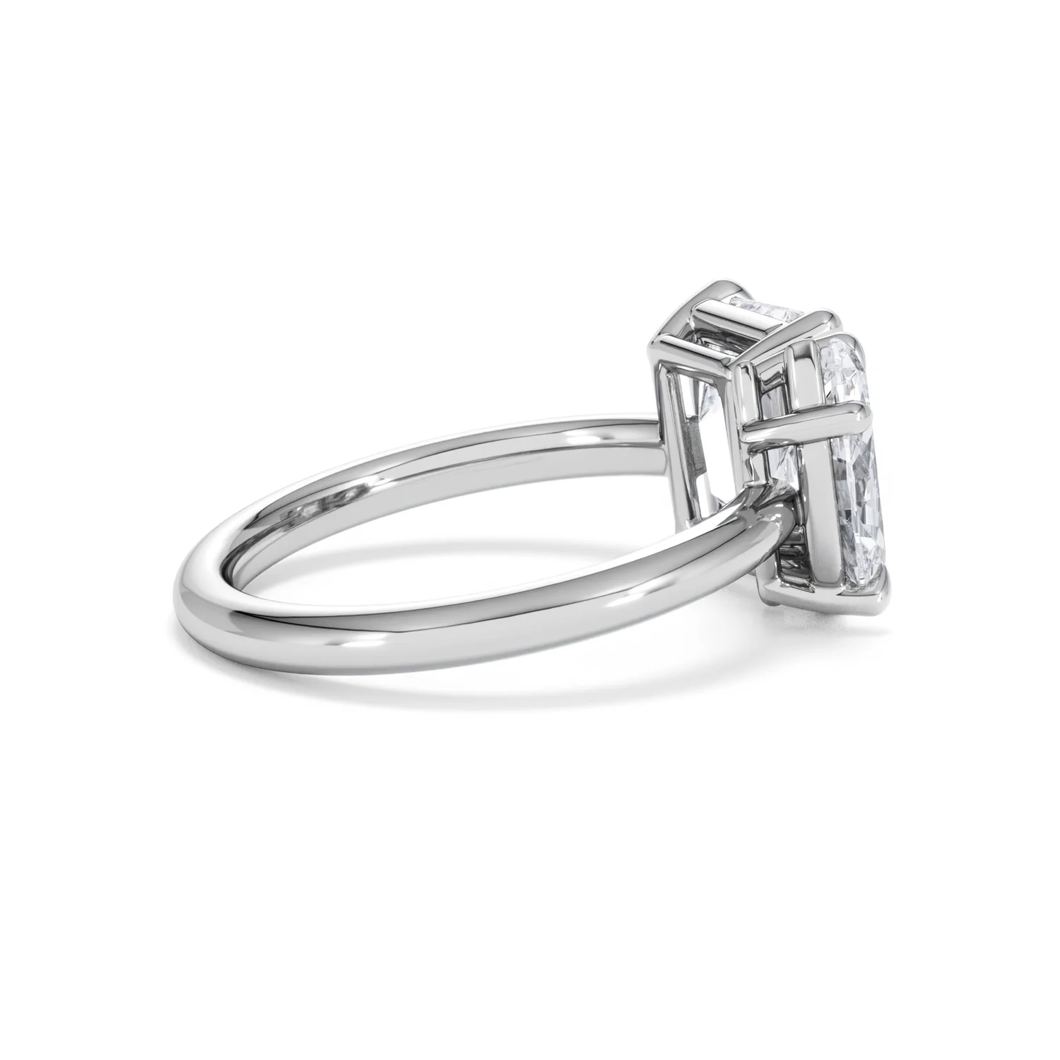 Toi Et Moi 3.00ct Marquise and Emerald Cut Lab Diamond Engagement Ring in Platinum - Image 30