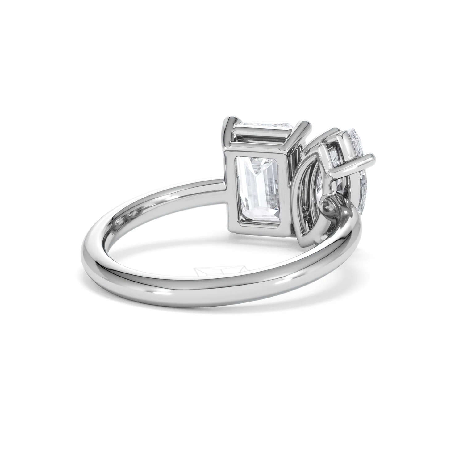Toi Et Moi 3.00ct Marquise and Emerald Cut Lab Diamond Engagement Ring in Platinum - Image 39