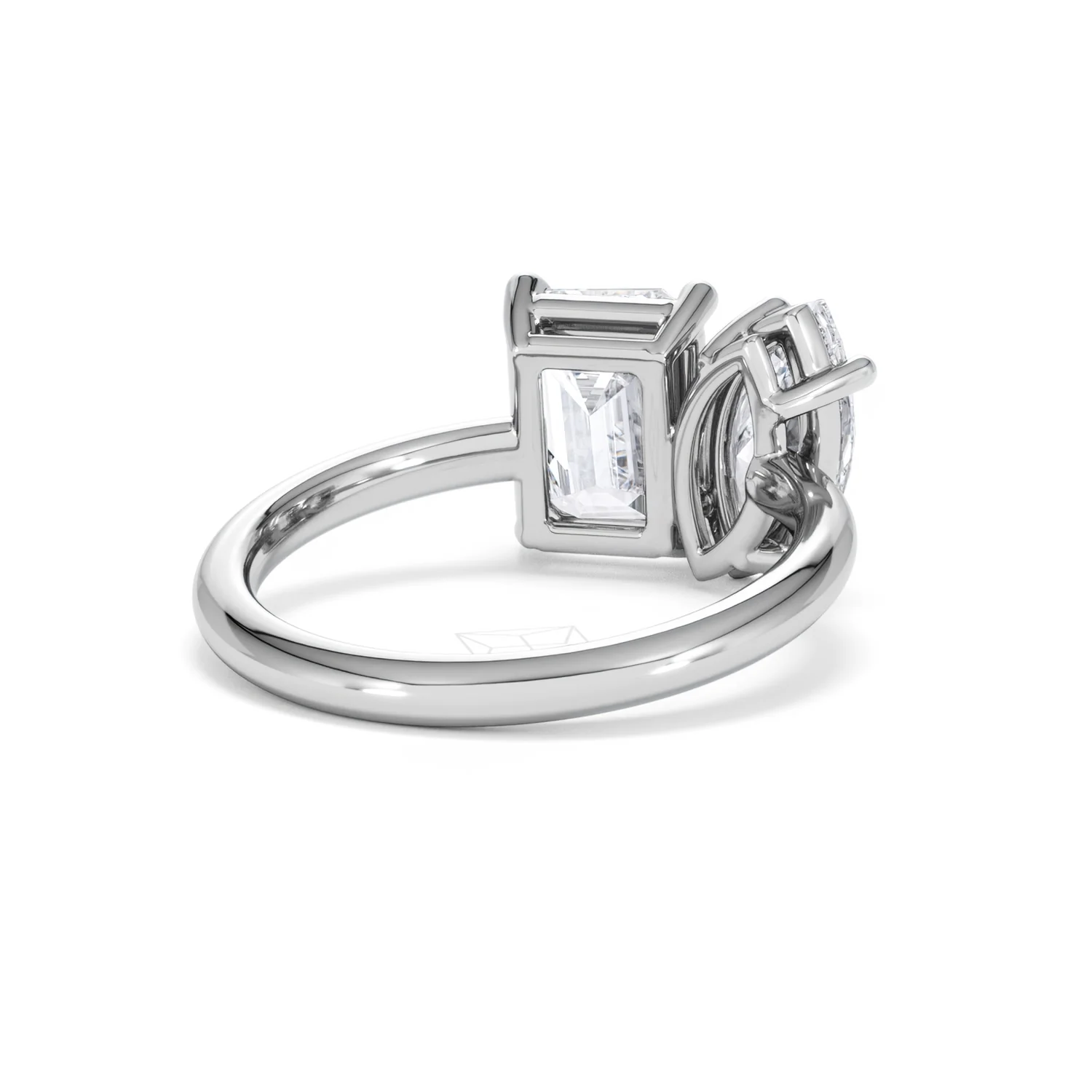 Toi Et Moi 3.00ct Marquise and Emerald Cut Lab Diamond Engagement Ring in Platinum - Image 40