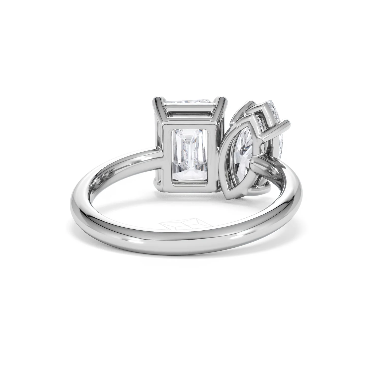 Toi Et Moi 3.00ct Marquise and Emerald Cut Lab Diamond Engagement Ring in Platinum - Image 43