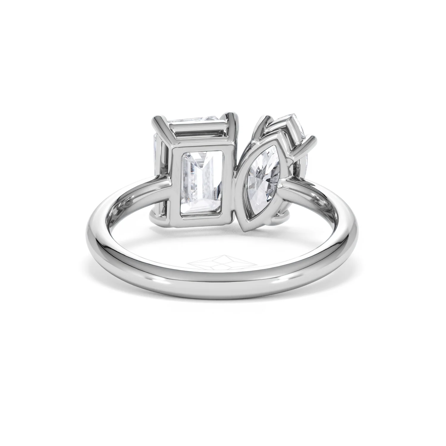 Toi Et Moi 3.00ct Marquise and Emerald Cut Lab Diamond Engagement Ring in Platinum - Image 46