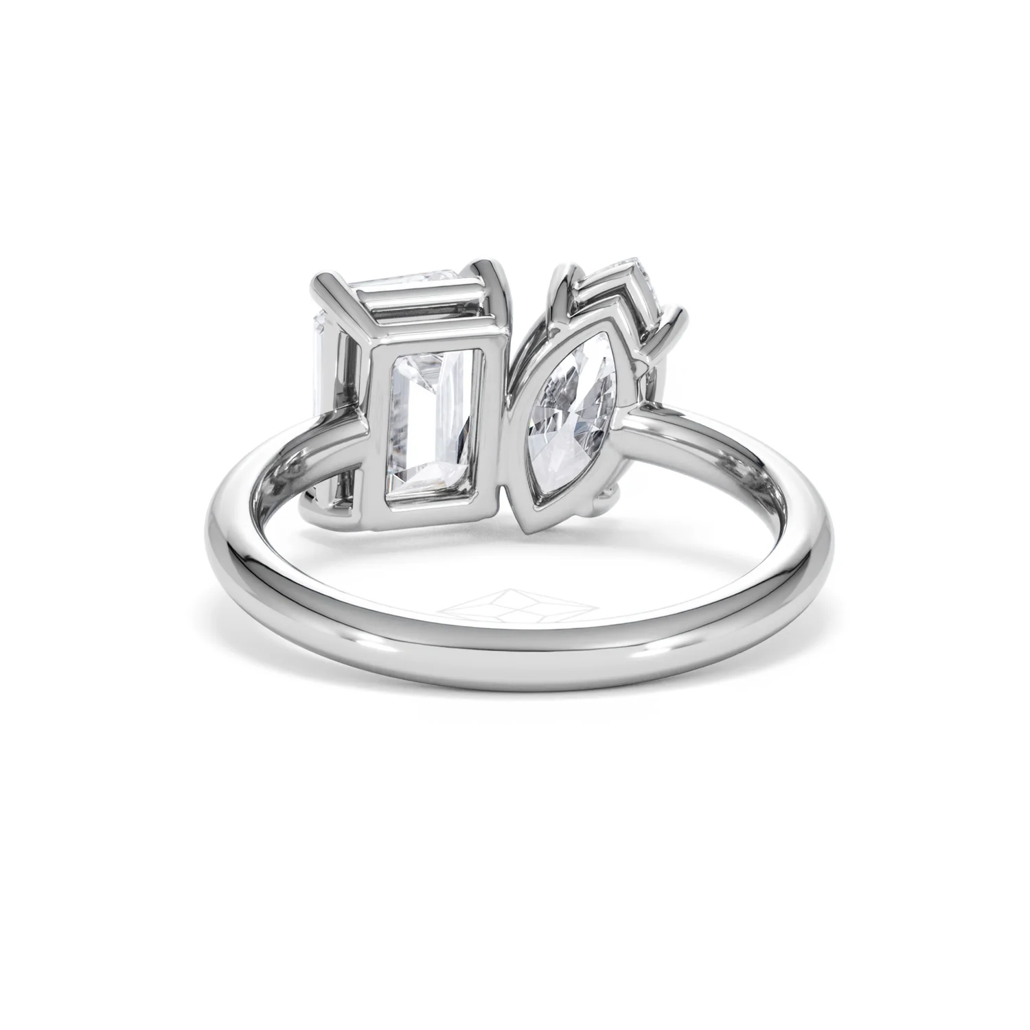 Toi Et Moi 3.00ct Marquise and Emerald Cut Lab Diamond Engagement Ring in Platinum - Image 48