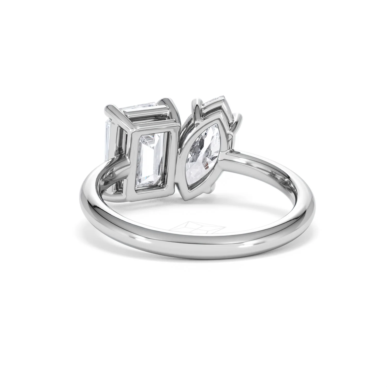 Toi Et Moi 3.00ct Marquise and Emerald Cut Lab Diamond Engagement Ring in Platinum - Image 50