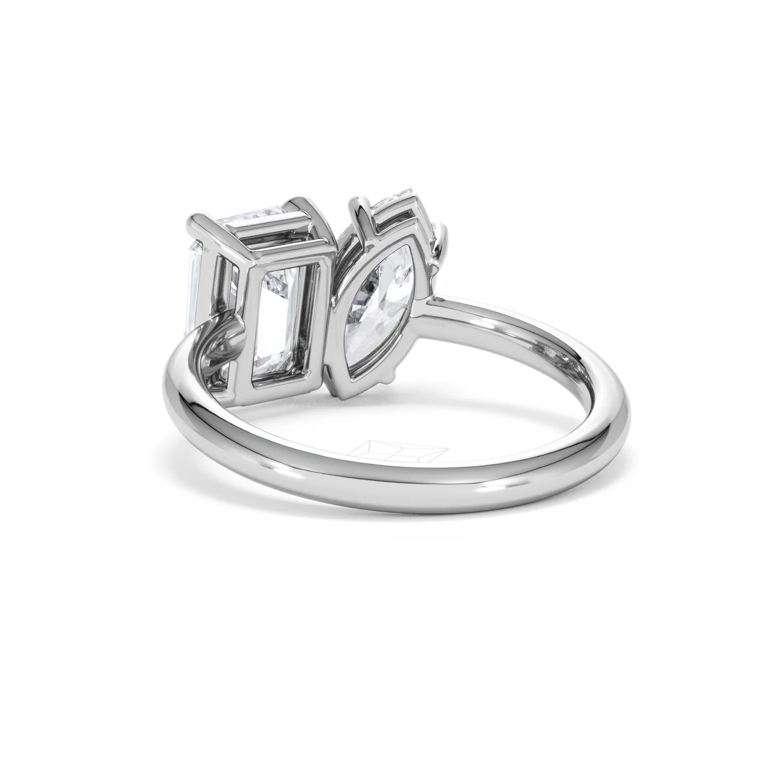 Toi Et Moi 3.00ct Marquise and Emerald Cut Lab Diamond Engagement Ring in Platinum - Image 52