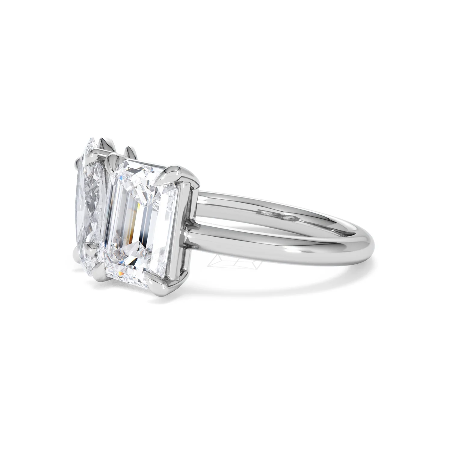 Toi Et Moi 3.00ct Marquise and Emerald Cut Lab Diamond Engagement Ring in Platinum - Image 74