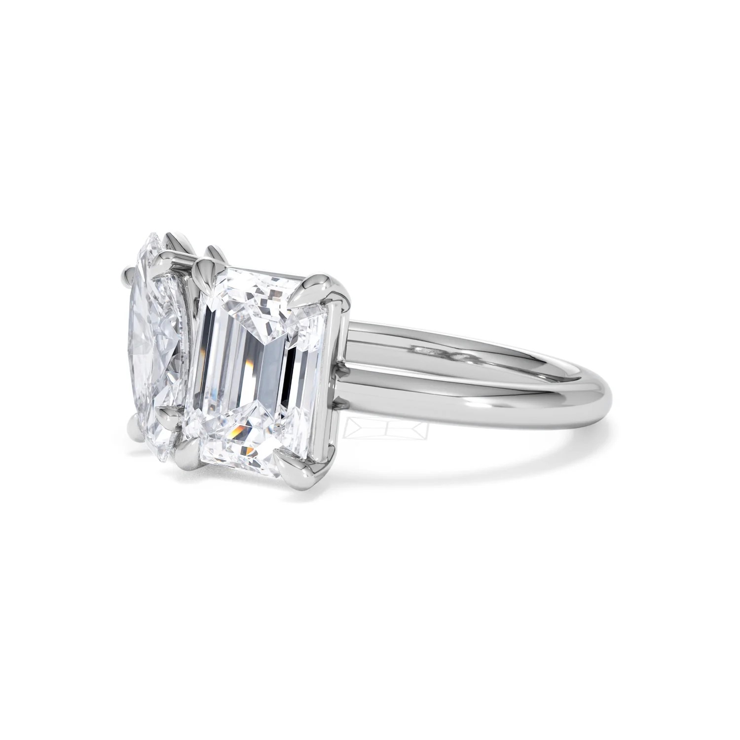 Toi Et Moi 3.00ct Marquise and Emerald Cut Lab Diamond Engagement Ring in Platinum - Image 76