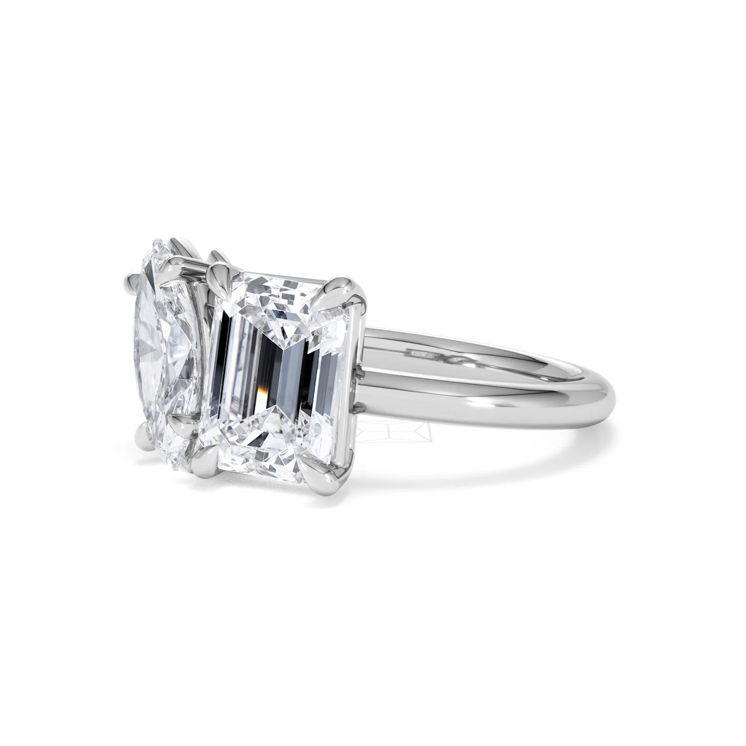 Toi Et Moi 3.00ct Marquise and Emerald Cut Lab Diamond Engagement Ring in Platinum - Image 77