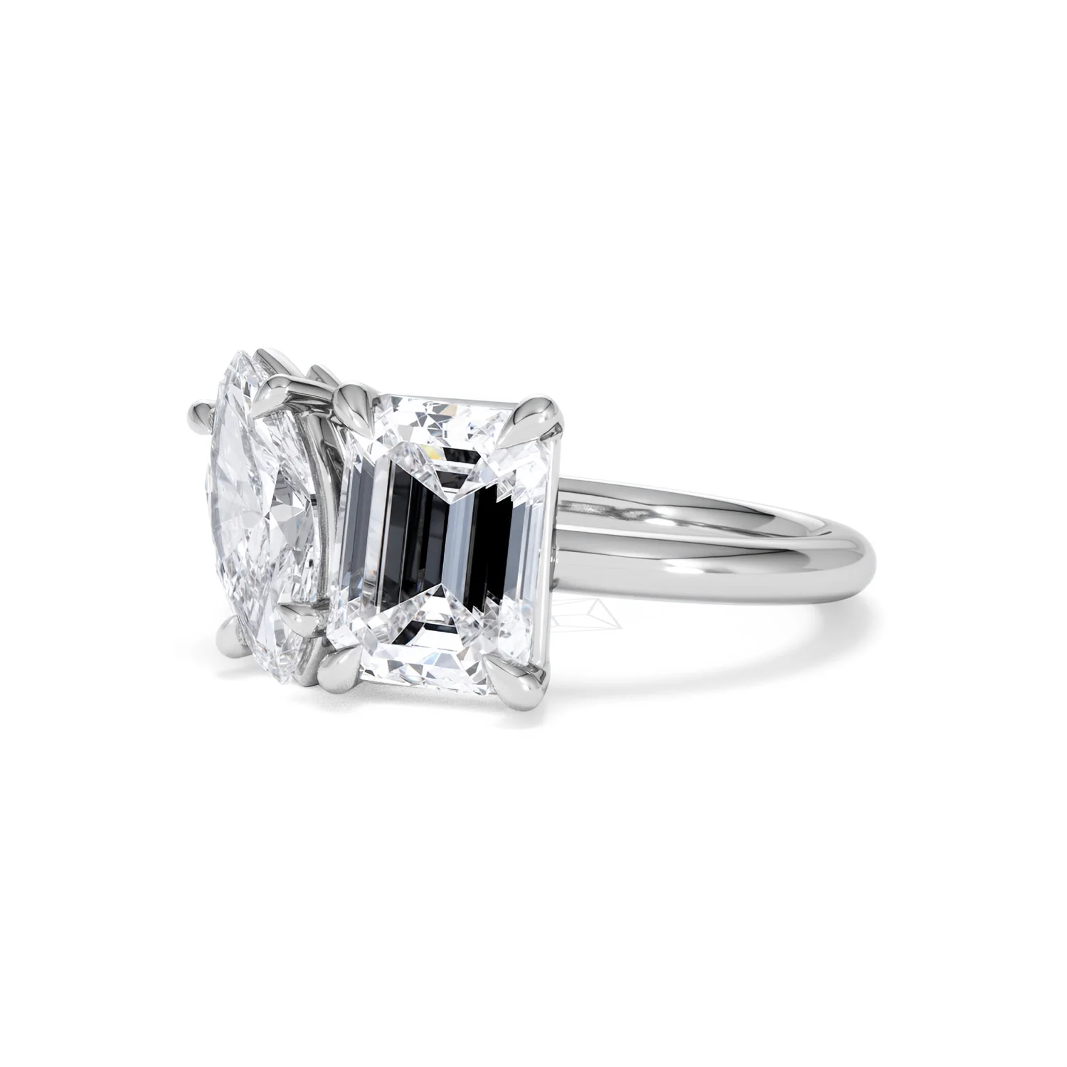 Toi Et Moi 3.00ct Marquise and Emerald Cut Lab Diamond Engagement Ring in Platinum - Image 79
