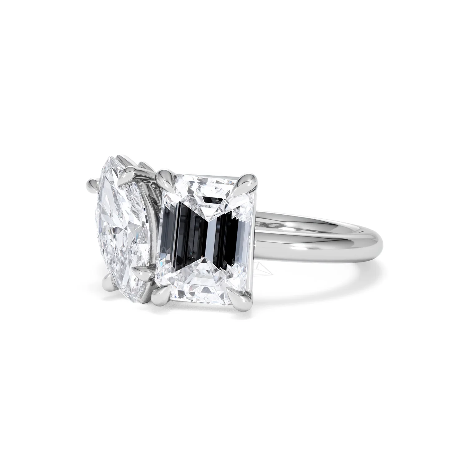Toi Et Moi 3.00ct Marquise and Emerald Cut Lab Diamond Engagement Ring in Platinum - Image 80