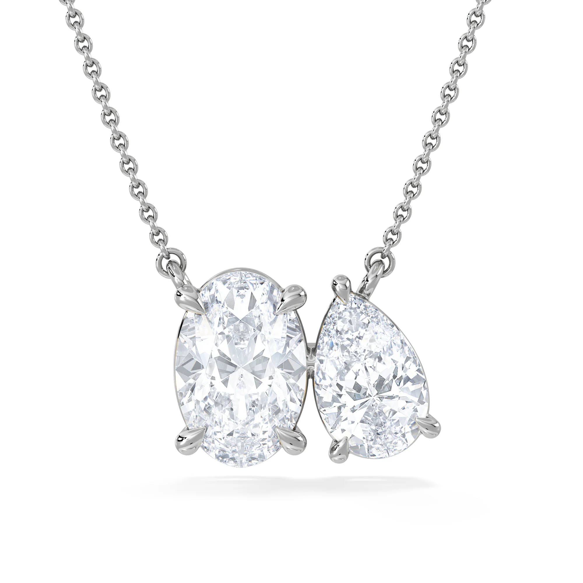 Moi et Toi Lab Diamond Oval 1.50ct + Pear 1.50ct Necklace
