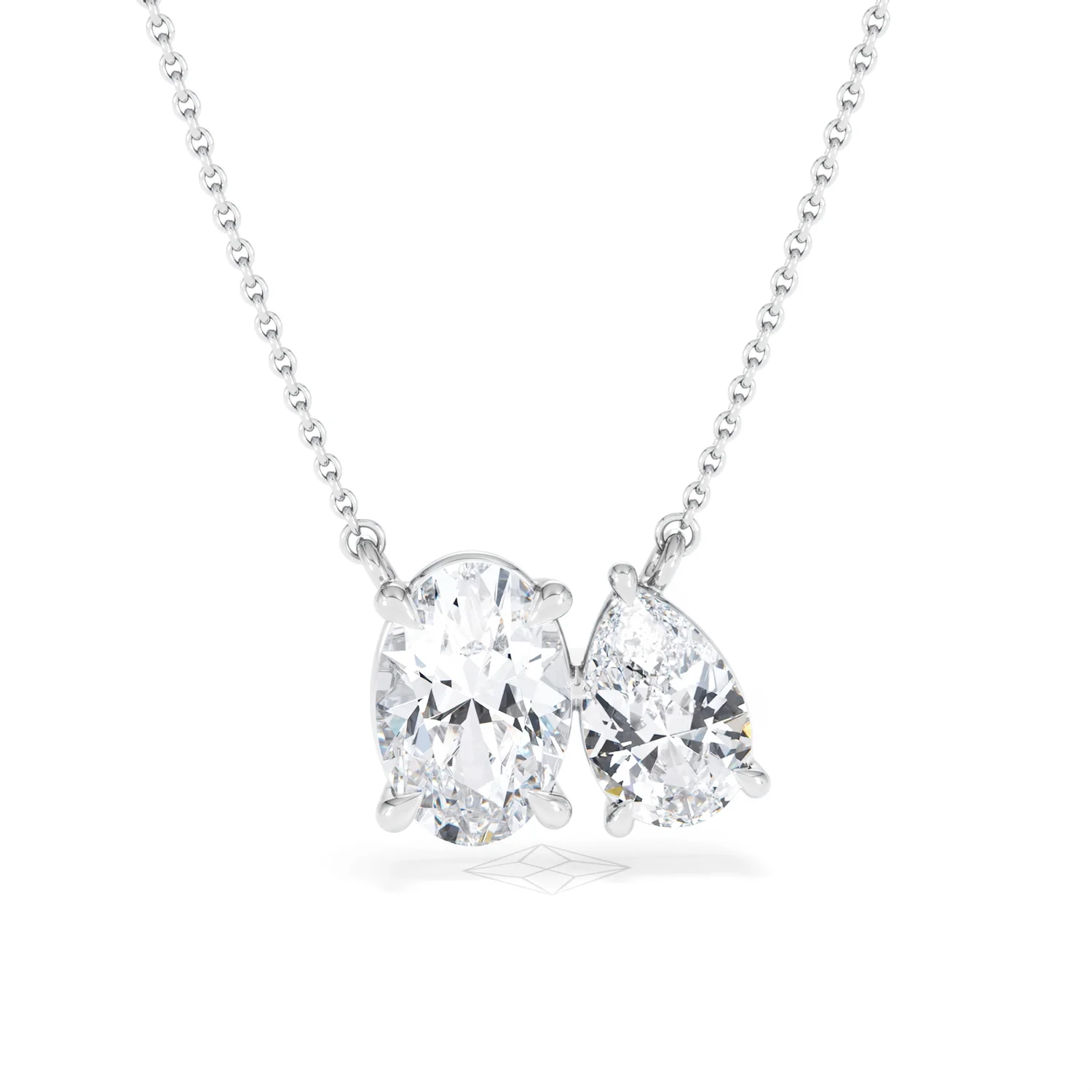 Moi et Toi Lab Diamond Oval 1.50ct + Pear 1.50ct Necklace - Image 10