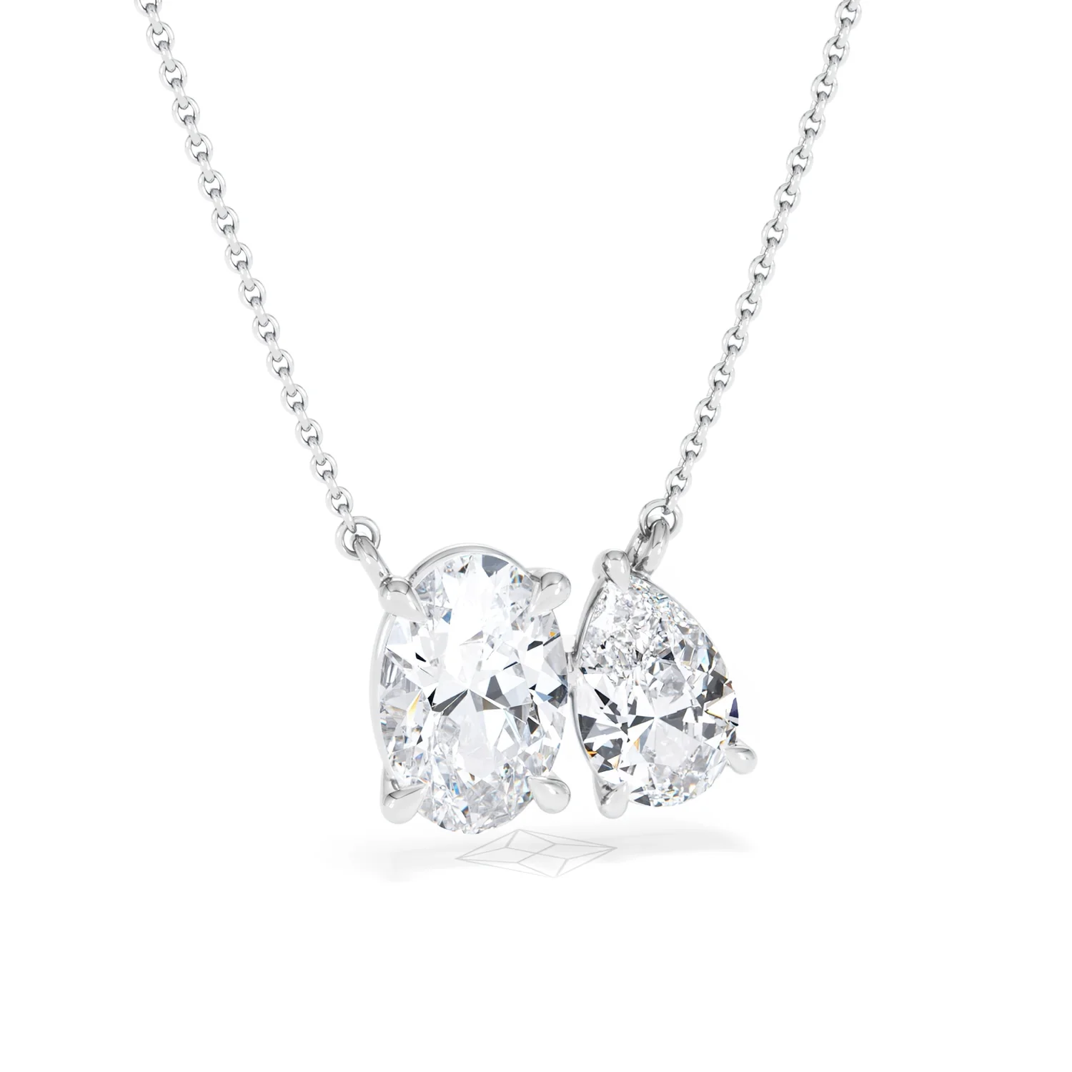 Moi et Toi Lab Diamond Oval 1.50ct + Pear 1.50ct Necklace - Image 12
