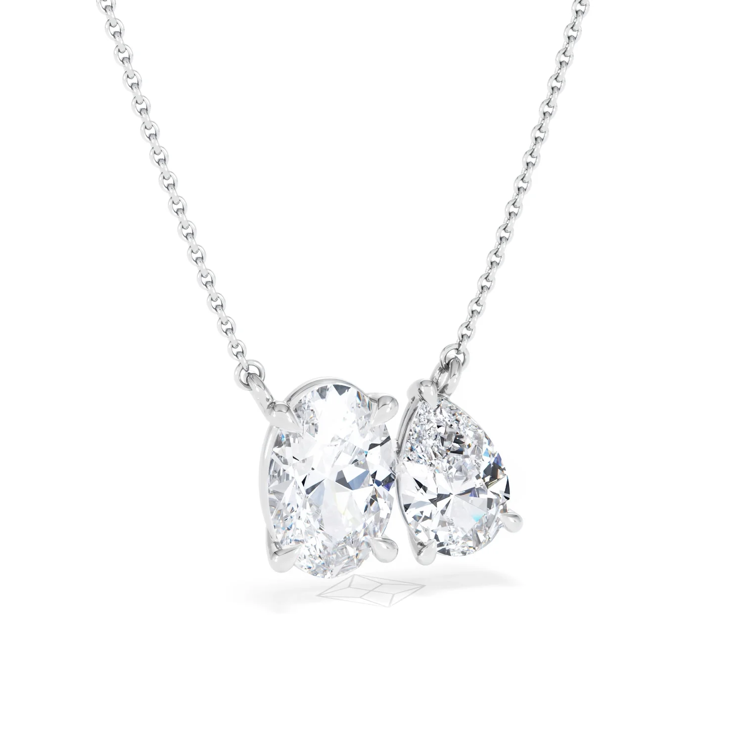 Moi et Toi Lab Diamond Oval 1.50ct + Pear 1.50ct Necklace - Image 13