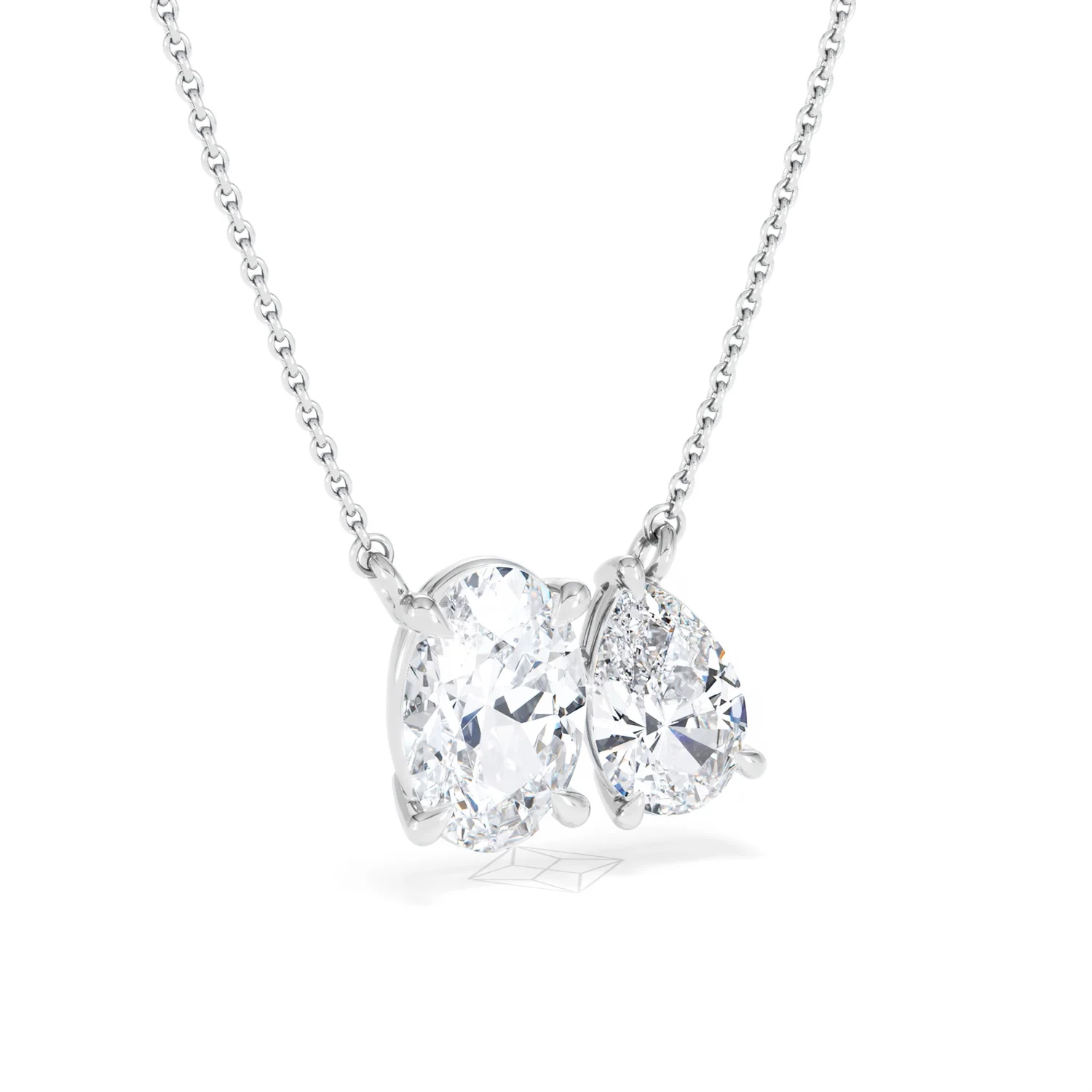 Moi et Toi Lab Diamond Oval 1.50ct + Pear 1.50ct Necklace - Image 14