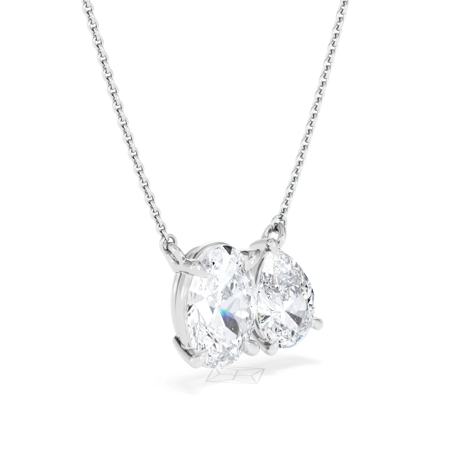 Moi et Toi Lab Diamond Oval 1.50ct + Pear 1.50ct Necklace - Image 17