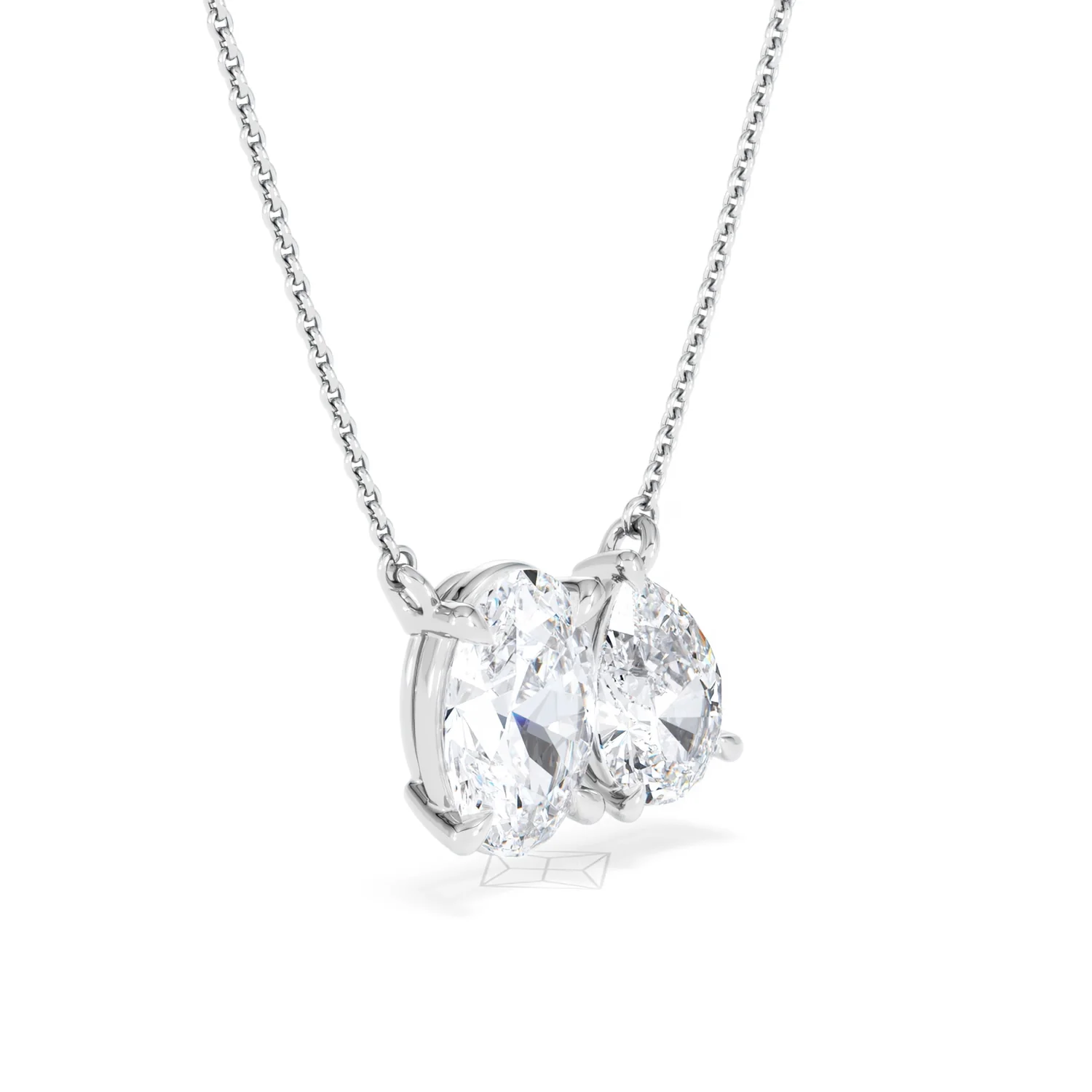 Moi et Toi Lab Diamond Oval 1.50ct + Pear 1.50ct Necklace - Image 18