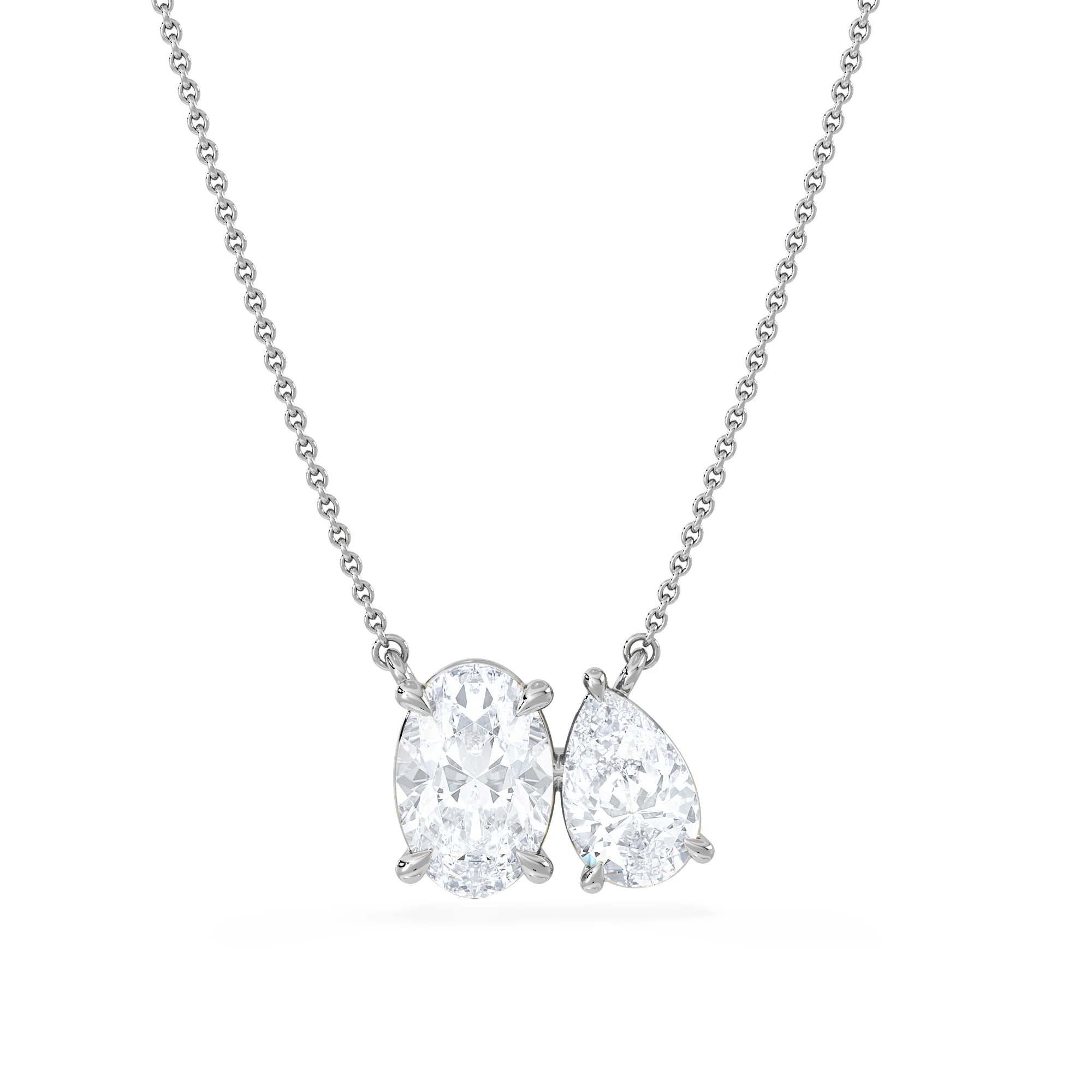 Moi et Toi Lab Diamond Oval 1.50ct + Pear 1.50ct Necklace - Image 3