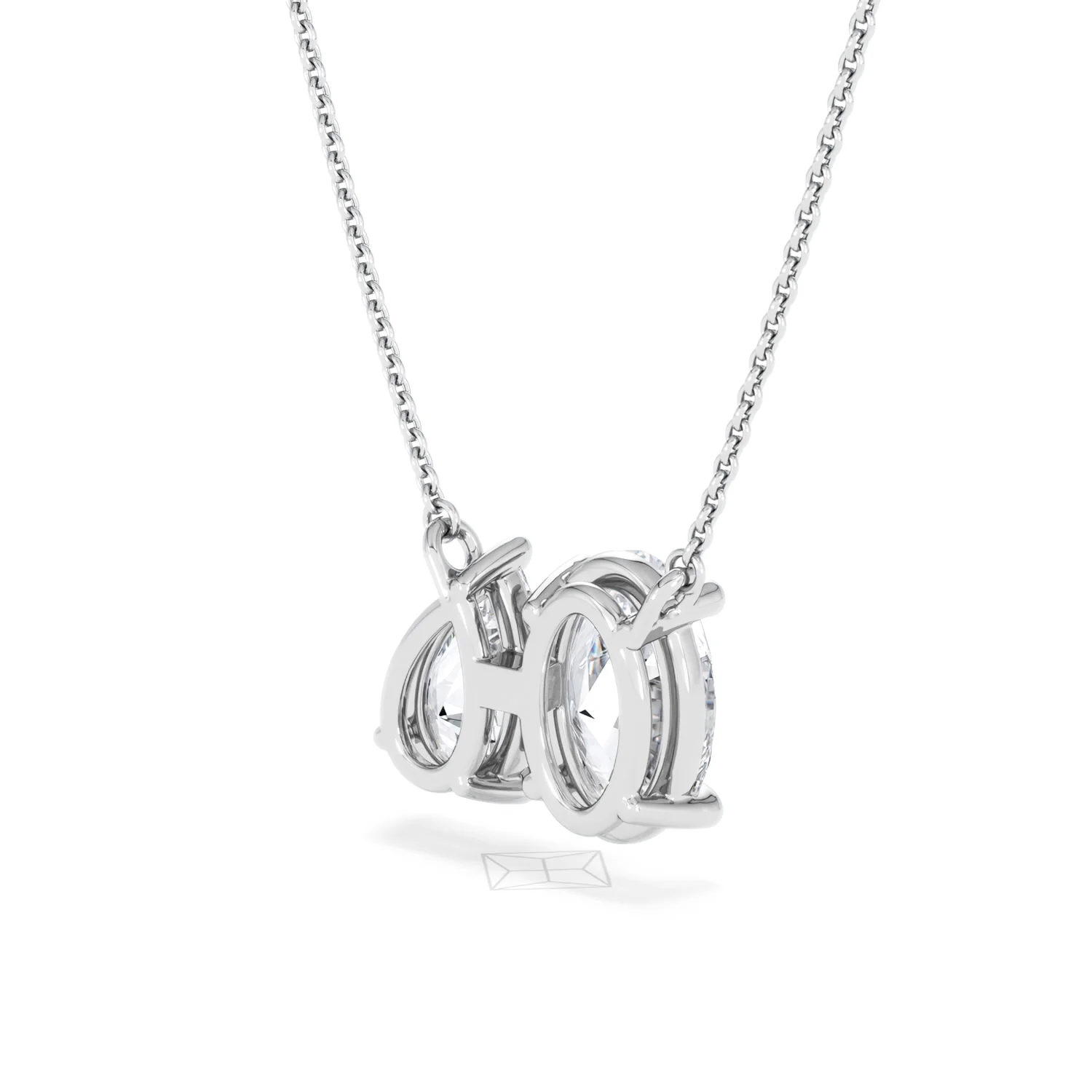 Moi et Toi Lab Diamond Oval 1.50ct + Pear 1.50ct Necklace - Image 40