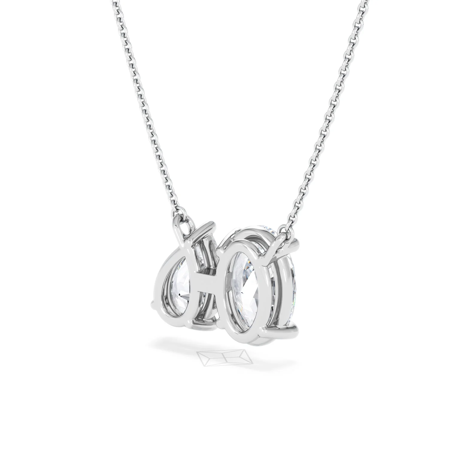 Moi et Toi Lab Diamond Oval 1.50ct + Pear 1.50ct Necklace - Image 41