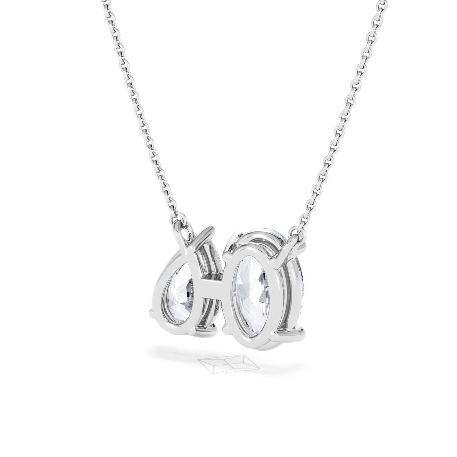 Moi et Toi Lab Diamond Oval 1.50ct + Pear 1.50ct Necklace - Image 43