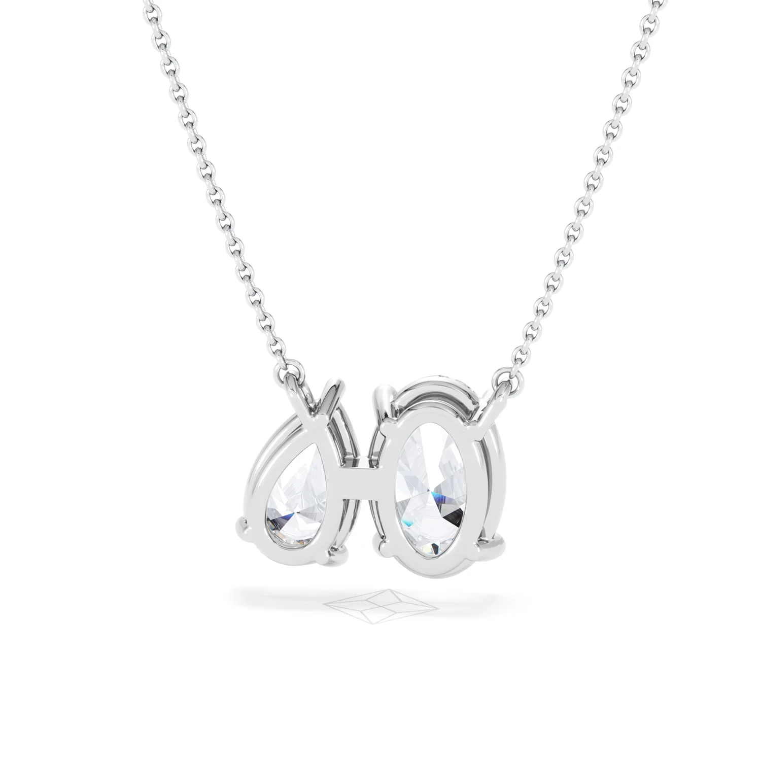 Moi et Toi Lab Diamond Oval 1.50ct + Pear 1.50ct Necklace - Image 47