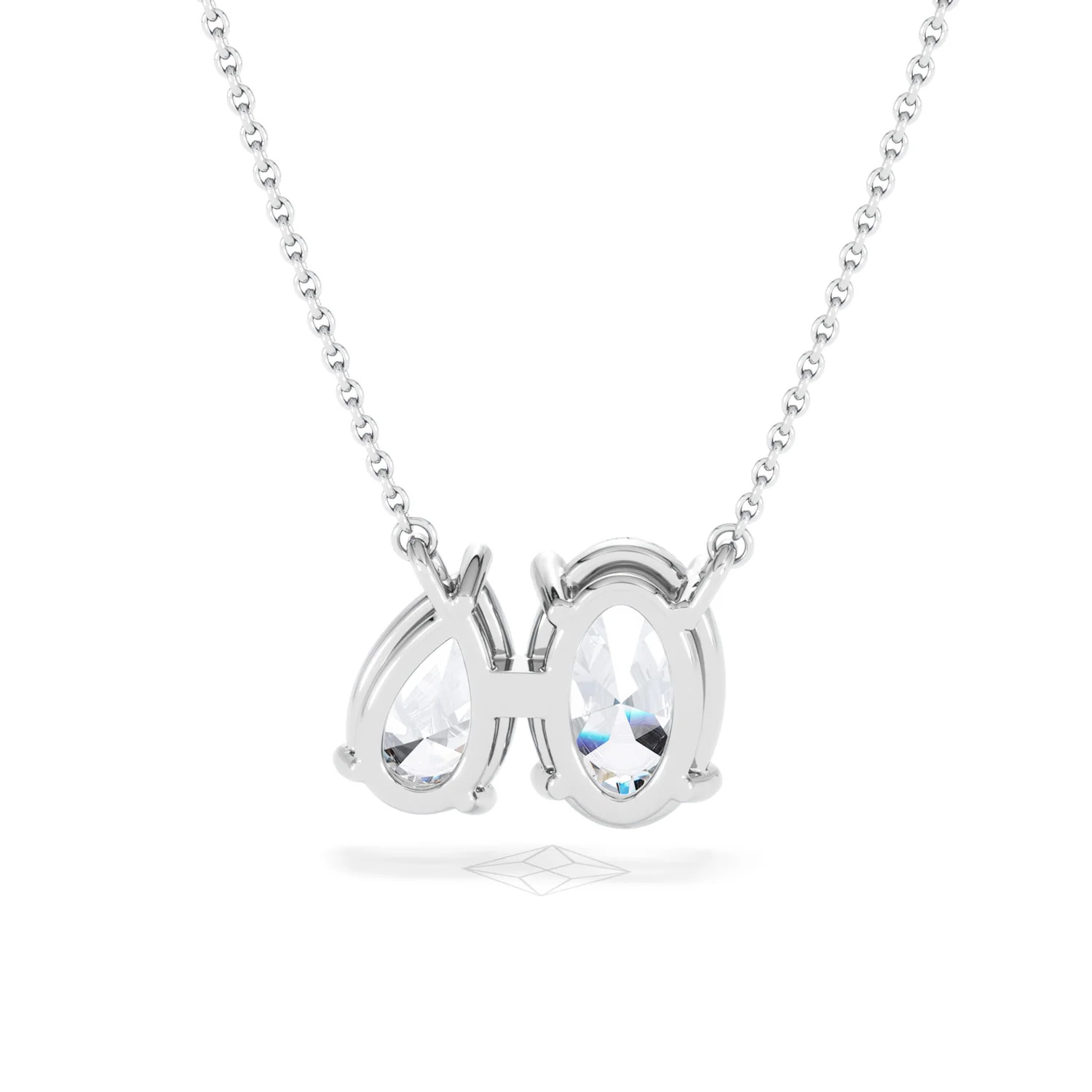 Moi et Toi Lab Diamond Oval 1.50ct + Pear 1.50ct Necklace - Image 48