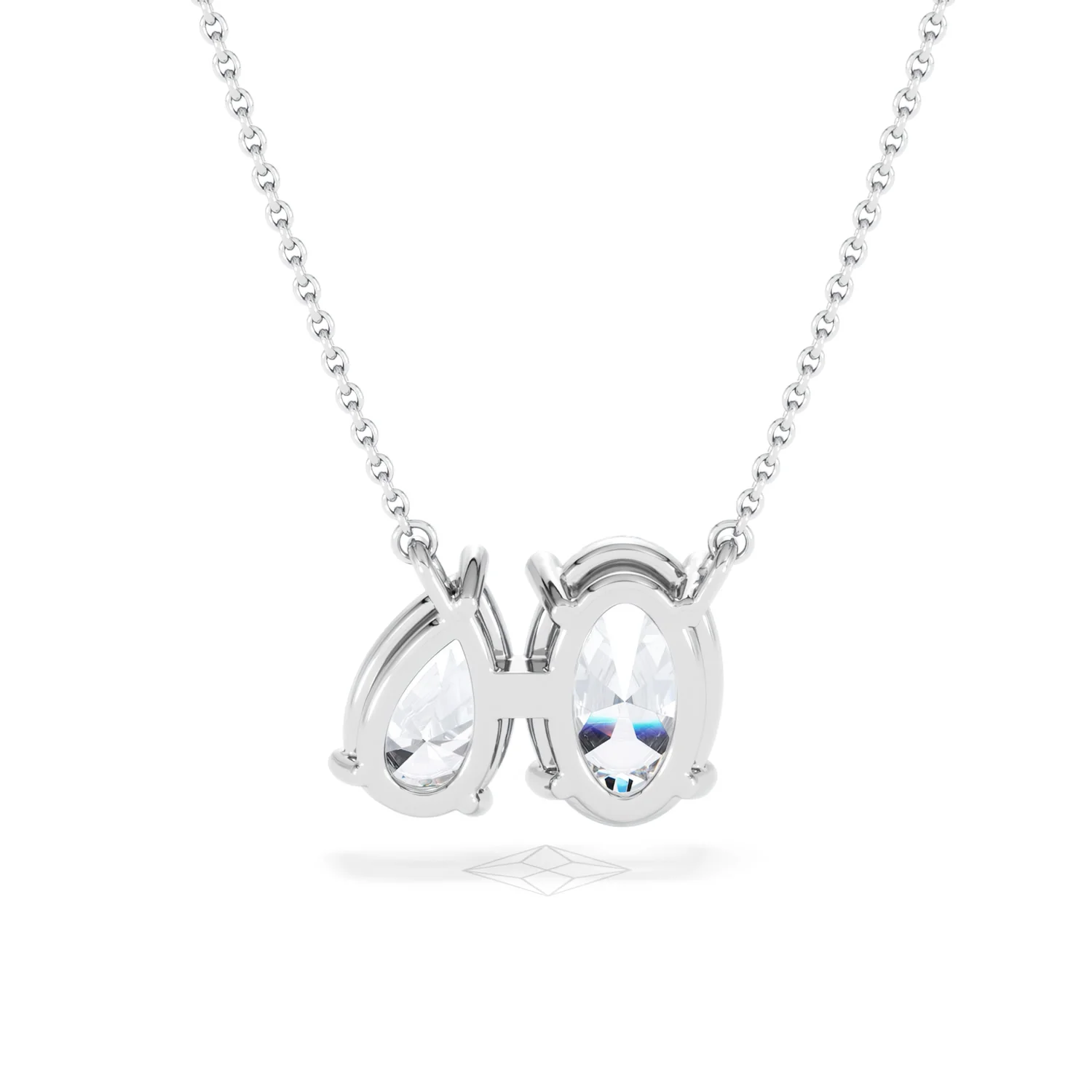 Moi et Toi Lab Diamond Oval 1.50ct + Pear 1.50ct Necklace - Image 49