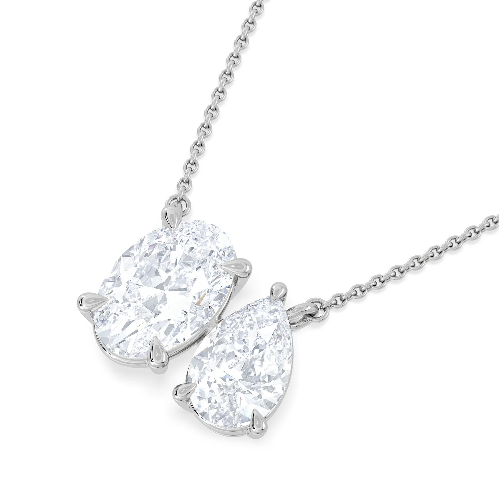 Moi et Toi Lab Diamond Oval 1.50ct + Pear 1.50ct Necklace - Image 5