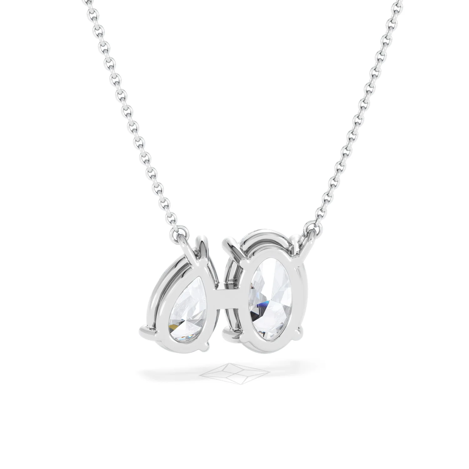 Moi et Toi Lab Diamond Oval 1.50ct + Pear 1.50ct Necklace - Image 51